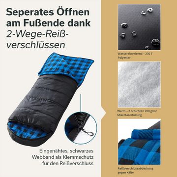 Skandika Deckenschlafsack Dundee (schwarz) (RV links), Flanell, Baumwolle, Luxus-Qualität, koppelbar