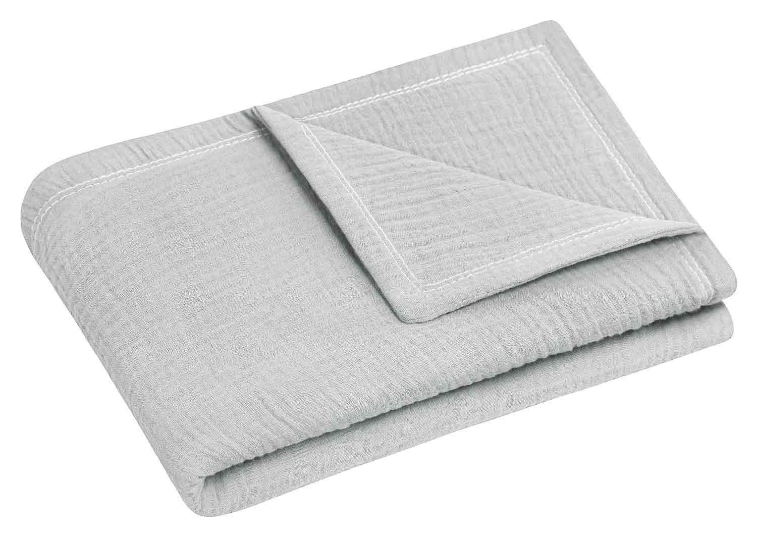 Babydecke LARISSA, 70 x 100 cm, Grau, Baumwollmusselin, Julius Zöllner, saugfähig und weich, Waschbar bei 40 °C