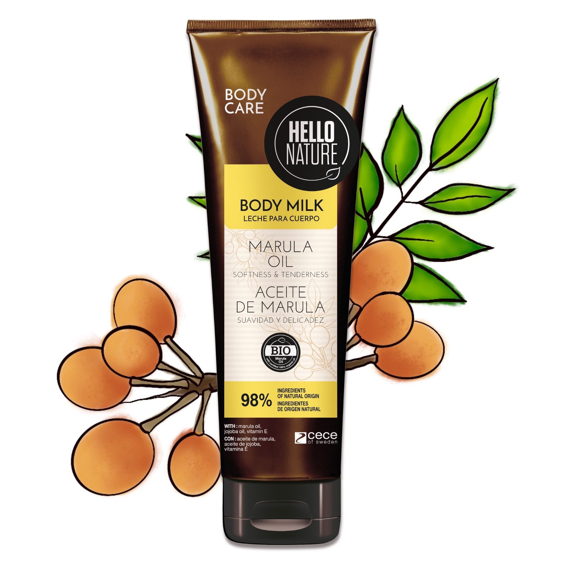 Hello Nature Tagescreme Body Milk Balm Marula Körpermilch Bodylotion gegen trockene Haut, 1-tlg., Hautpflege, Tagescreme, Bodycreme
