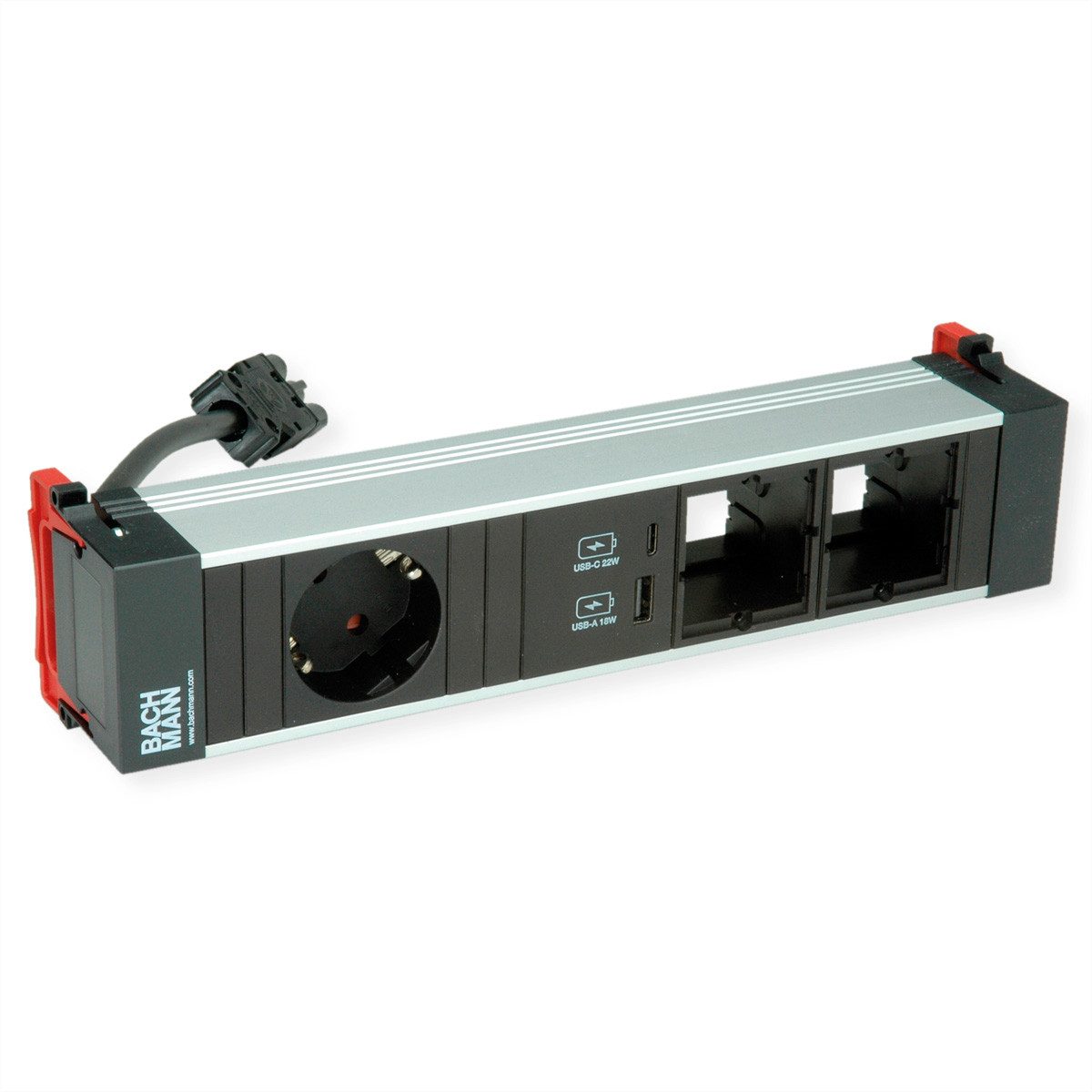 Bachmann POWER FRAME Medium 1x CEE7/7 2xCM 1xUSB Charger Einbau-Tischsteckdosenleiste (Kabellänge 0.2 m), 916.0572