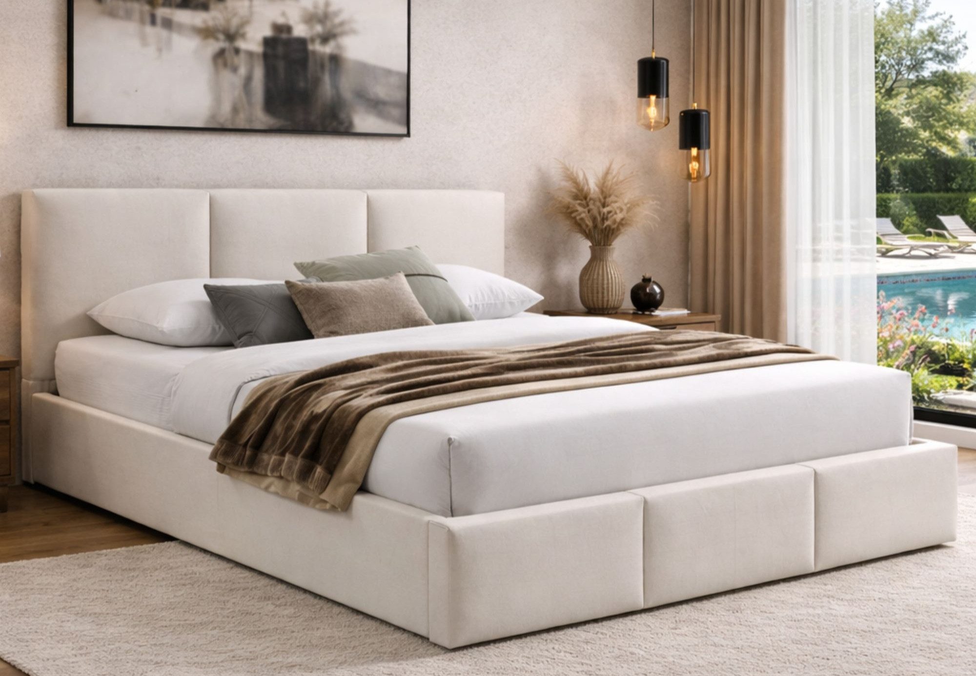 Home Collective Polsterbett Bett 140x200/160x200 Doppelbett Bettgestell mit Lattenrost & Stauraum, mit Stauraum mit Bettkasten 160x200 cm in beige samt