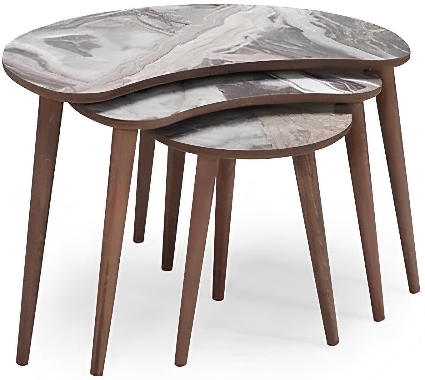Xlmoebel Beistelltisch Nierenförmige Couchtische in Beige mit modernem Design und Stauraum (Set, 3-St., 3x Couchtische), Hergestellt in Europa