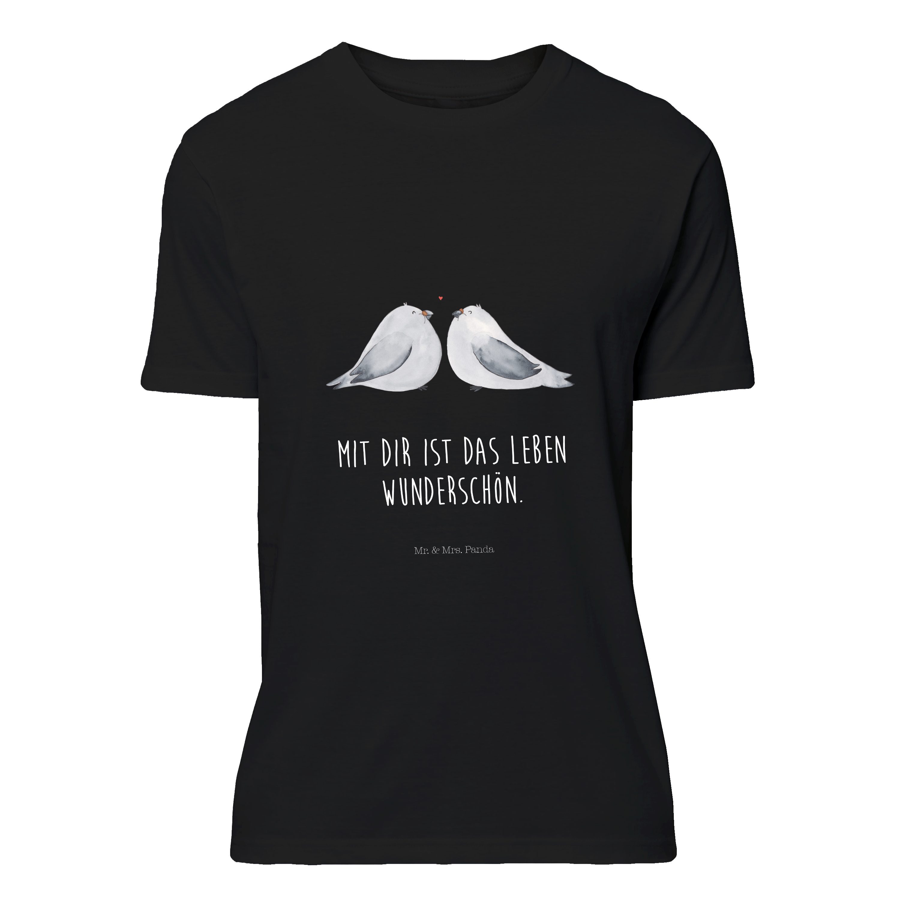 T-Shirt Turteltauben Liebe - Schwarz - Shirt, T-Shirt