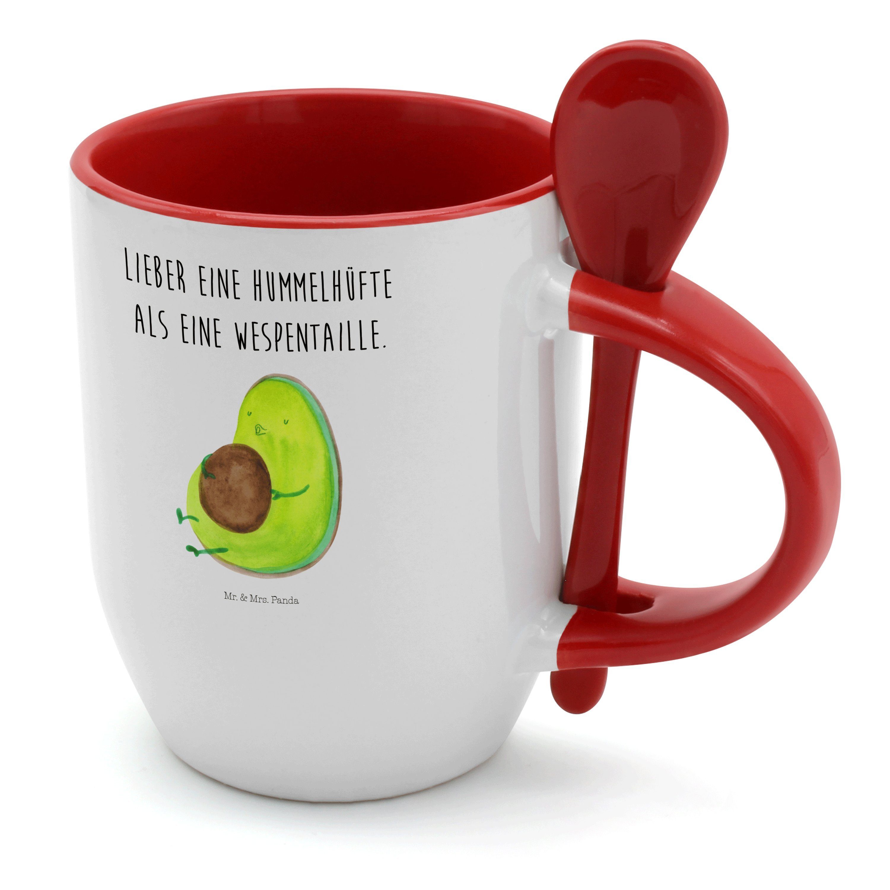 Mr. & Mrs. Panda Tasse Avocado pfeift - Weiß - Geschenk, dick, Vegan, Kaffeetasse, Gesund, V, Keramik