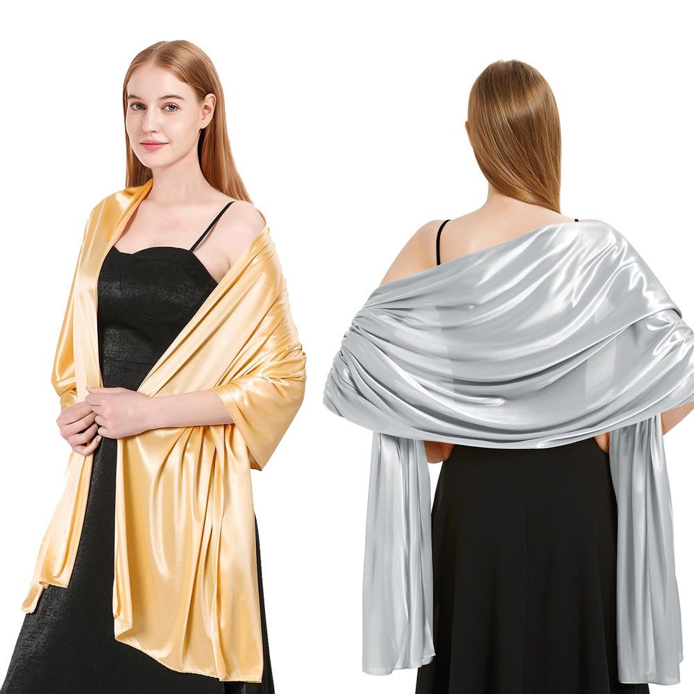 MOPUEA Modeschal 2 Stück Damen Schal, Gold und Silber, weich und glänzend 200 * 70CM, (2-St)