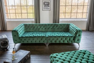 KAWOLA Big-Sofa NARLA, Sofa Chesterfield Velvet versch. Farben mit o. ohne Hocker