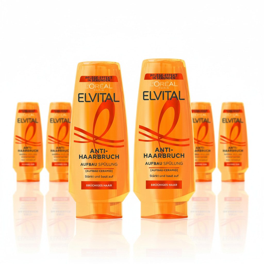 L'ORÉAL PARIS Haarspülung L'Oréal Paris Elvital Anti-Haarbruch Spülung, 6-tlg., Repariert strapazierte, trockene und brüchige Haare, verleiht Glanz.