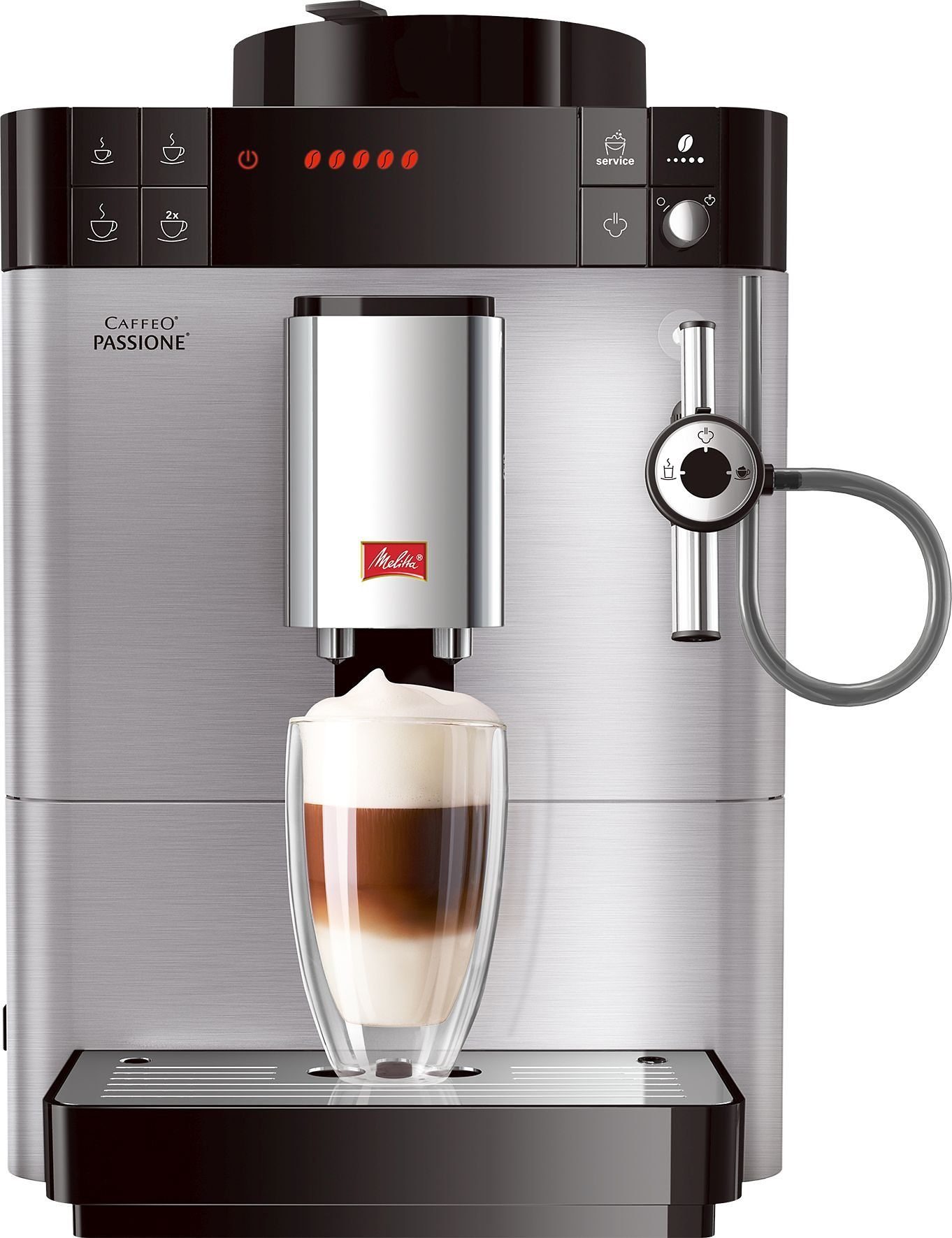 Melitta Kaffeevollautomat Passione® F54/0-100, Edelstahl, Moderne Edelstahl-Front, tassengenau frisch gemahlene Bohnen