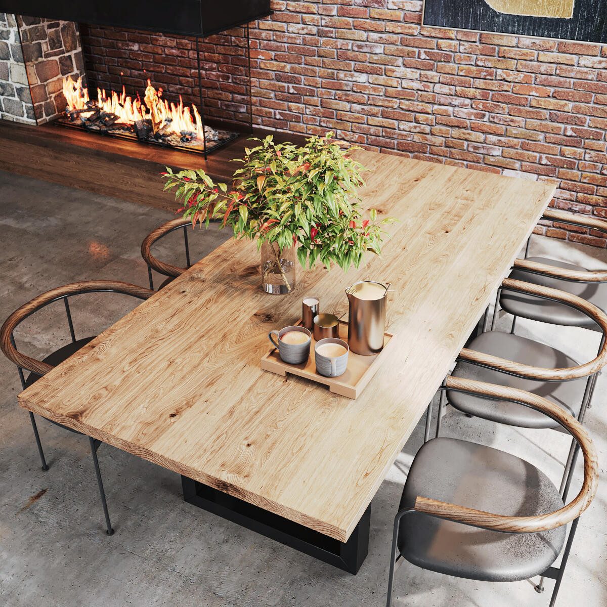 Rellgo Esstisch Steffi, wasserabweisender Küchentisch, stilvoller Eichentisch, robuster Holztisch, 160 x 90 cm