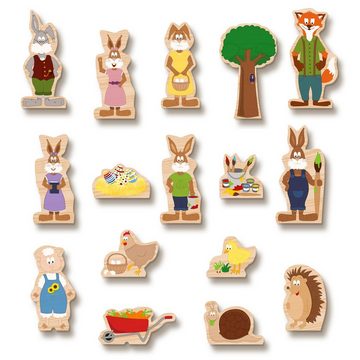 yoamo Adventskalender Osterkalender mit Spielkoffer mit 16 Holzfiguren (0-tlg), das perfekte Ostergeschenk