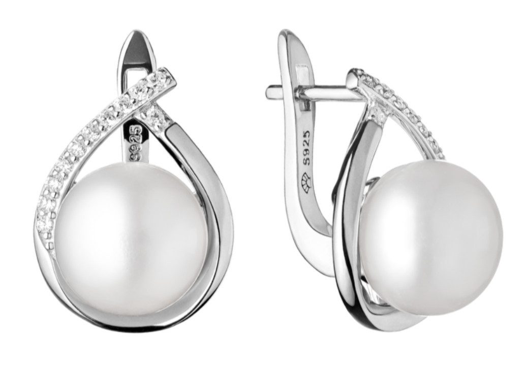 Perlenohrringe mit Süßwasserzuchtperlen weiß 925 Silber Geschenk für Damen Ehefrau
