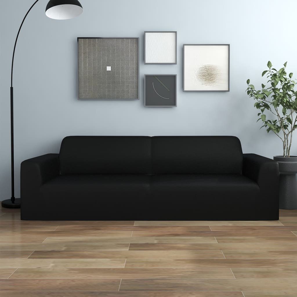furnicato Sofahusse Dehnbare Schwarz für 3-Sitzer 190-230 cm Breite
