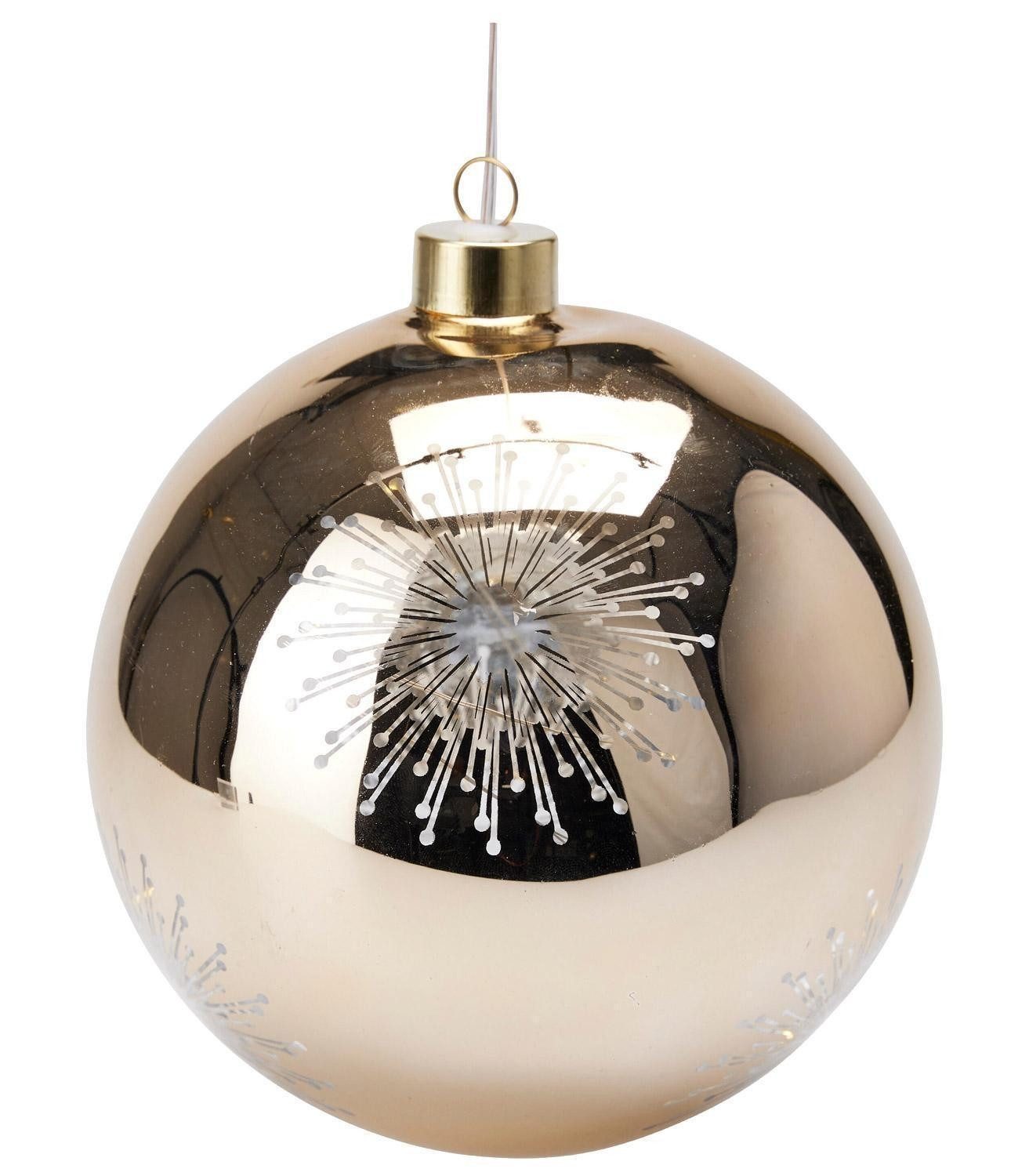 Koopman Weihnachtsbaumkugel TAYLOR, Ø 15 cm, Goldgelb, Glas, Batteriebetrieben, mit LED-Beleuchtung