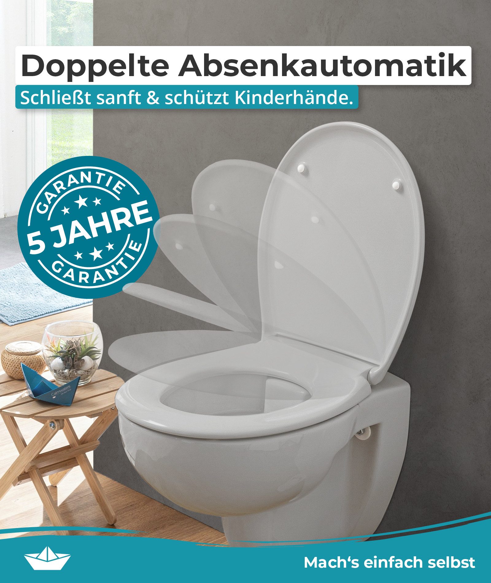 Calmwaters WC-Sitz Original, Premium, Made in EU, Absenkautomatik, bis 250 kg, Abnehmbar, 26LP6140