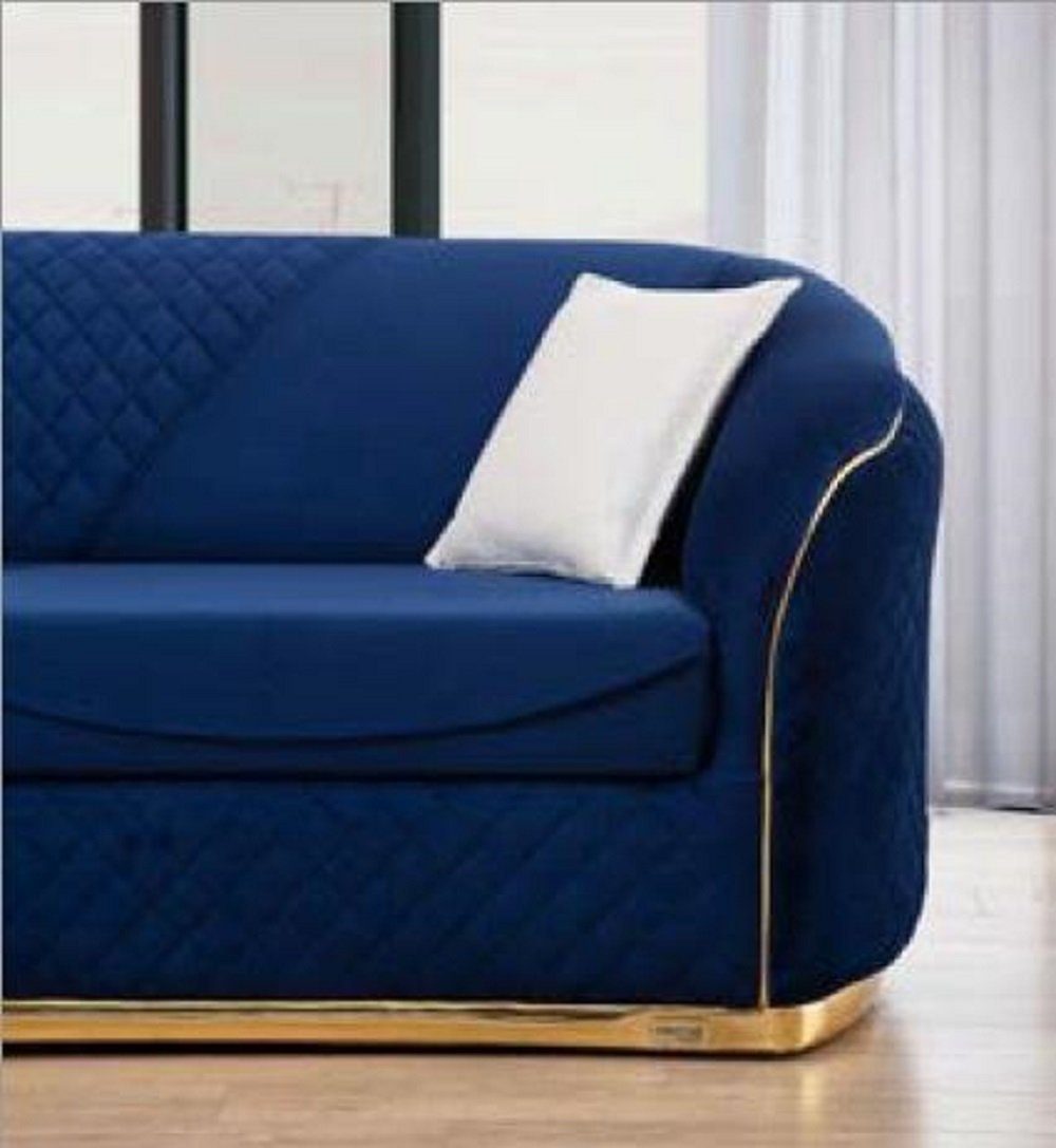 JVmoebel Sofa Blau-Weiße Made Sofa 3+3+1 Sessel Sitzer Polster Stoff Design, Sofagarnitur in Europe