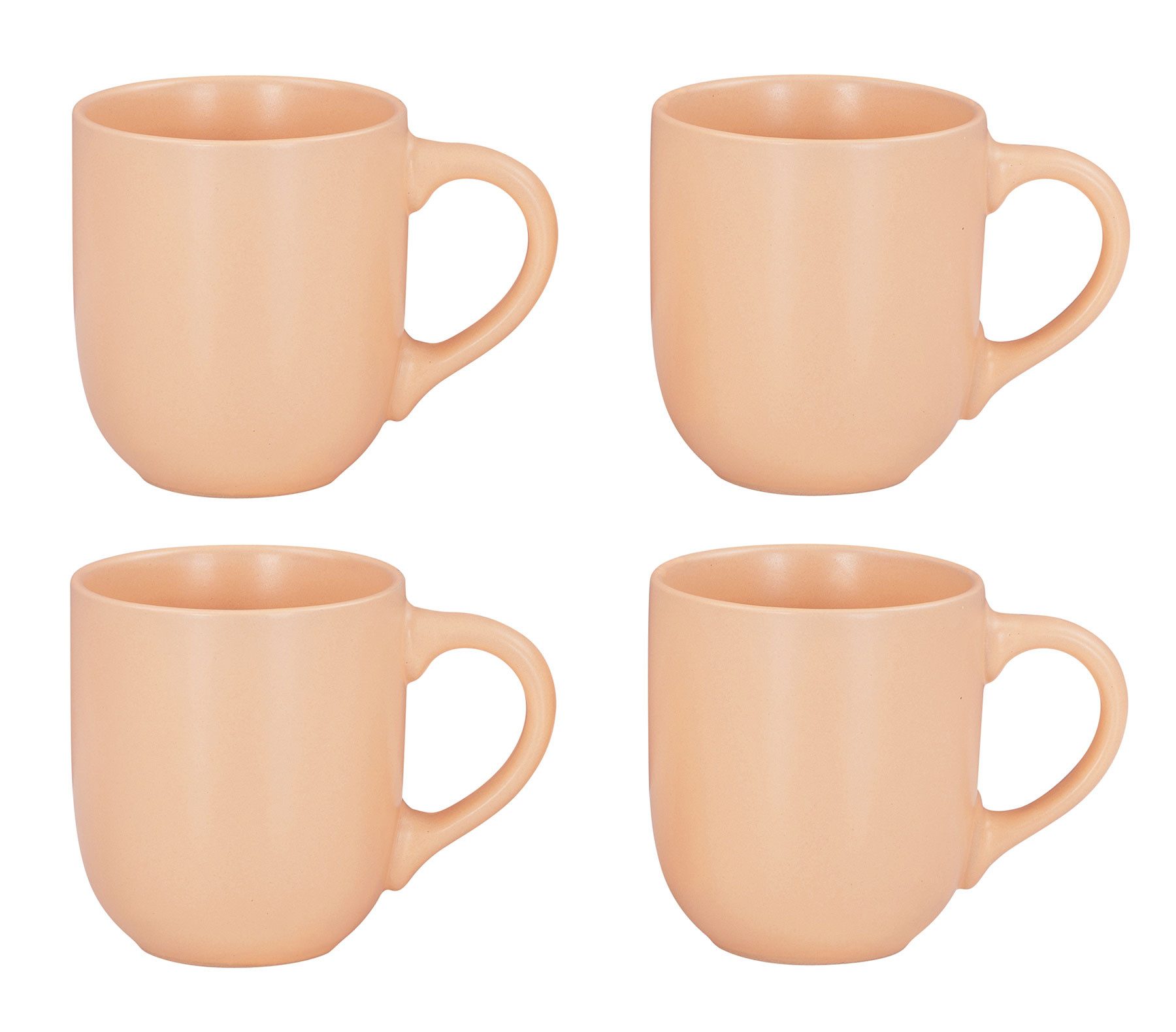 Levandeo® Becher, 4er Set Steingut Tassen 300ml Pastell Orange Kaffeetasse Kaffeebecher