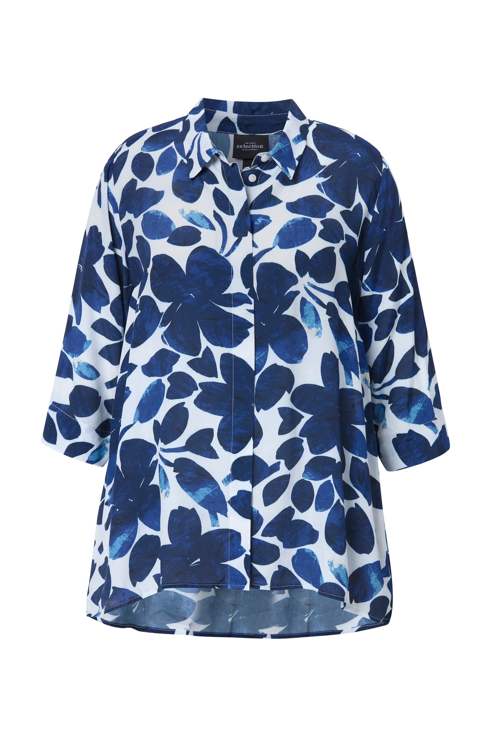 Ulla Popken Hemdbluse Bluse Blüten Zipfelsaum günstig online kaufen