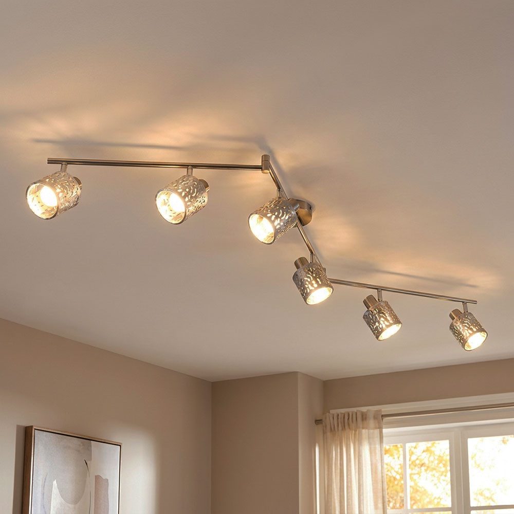GLOBO LIGHTING Deckenspot, Leuchtmittel nicht inklusive, Deckenleuchte Deckenlampe Spotleiste verstellbar Samt silber L145 cm