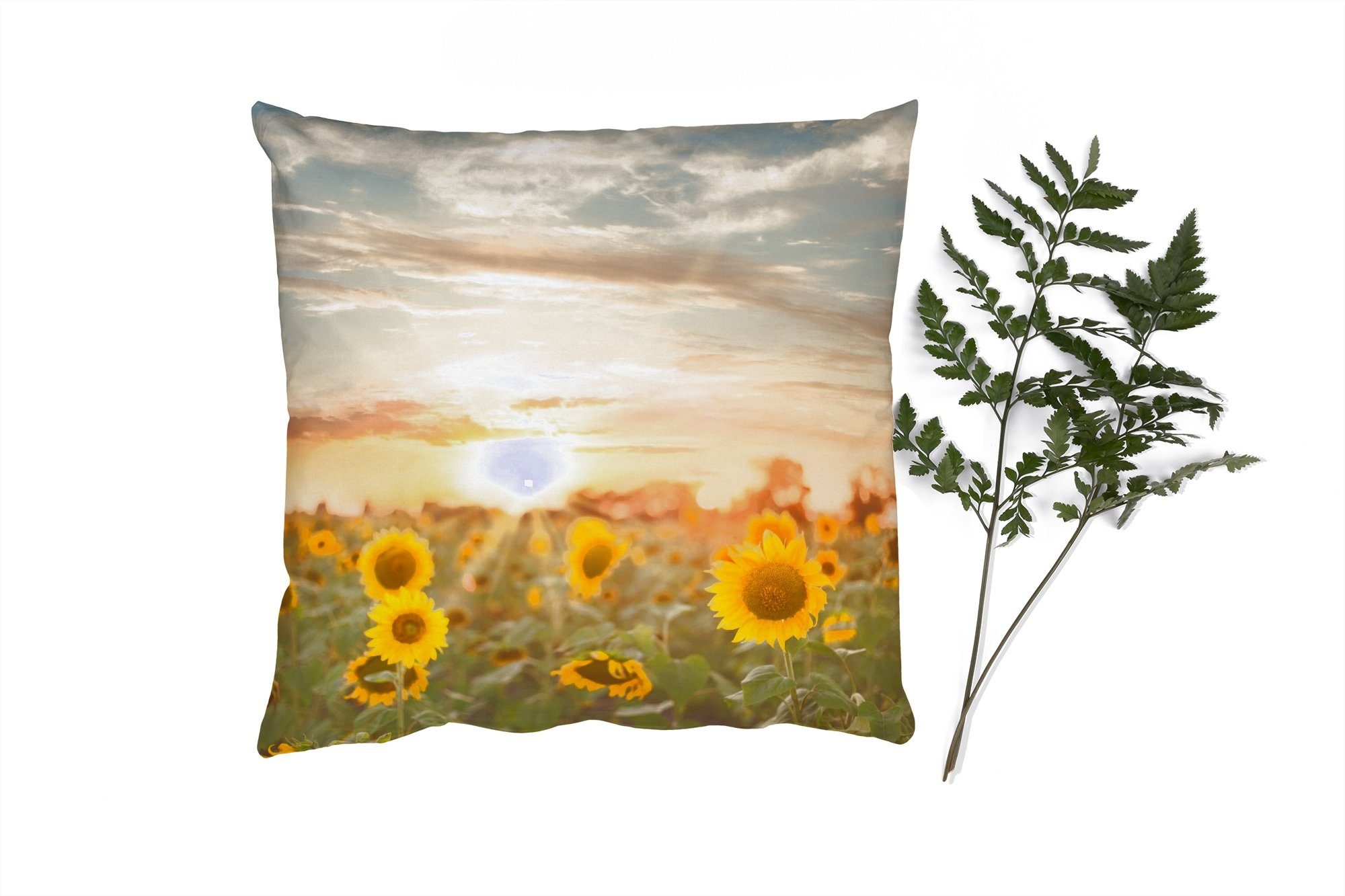 MuchoWow Dekokissen Sonnenblume - Sonne - Blumen, Zierkissen mit Füllung für Wohzimmer, Schlafzimmer, Deko, Sofakissen
