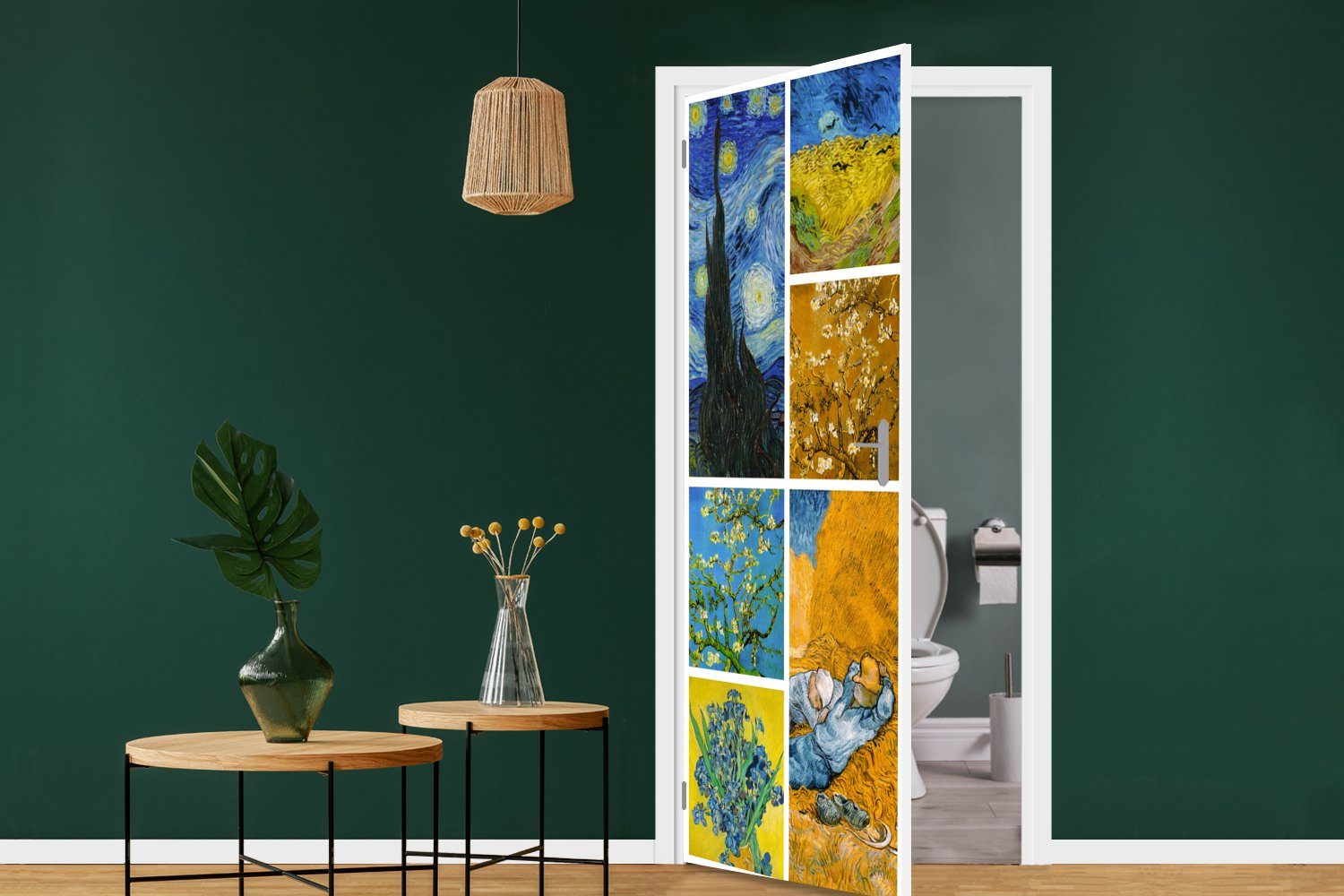 MuchoWow Türtapete Van Alte - Gogh cm Tür, für (1 Fototapete Collage bedruckt, Matt, - 75x205 Meister, Türaufkleber, St)