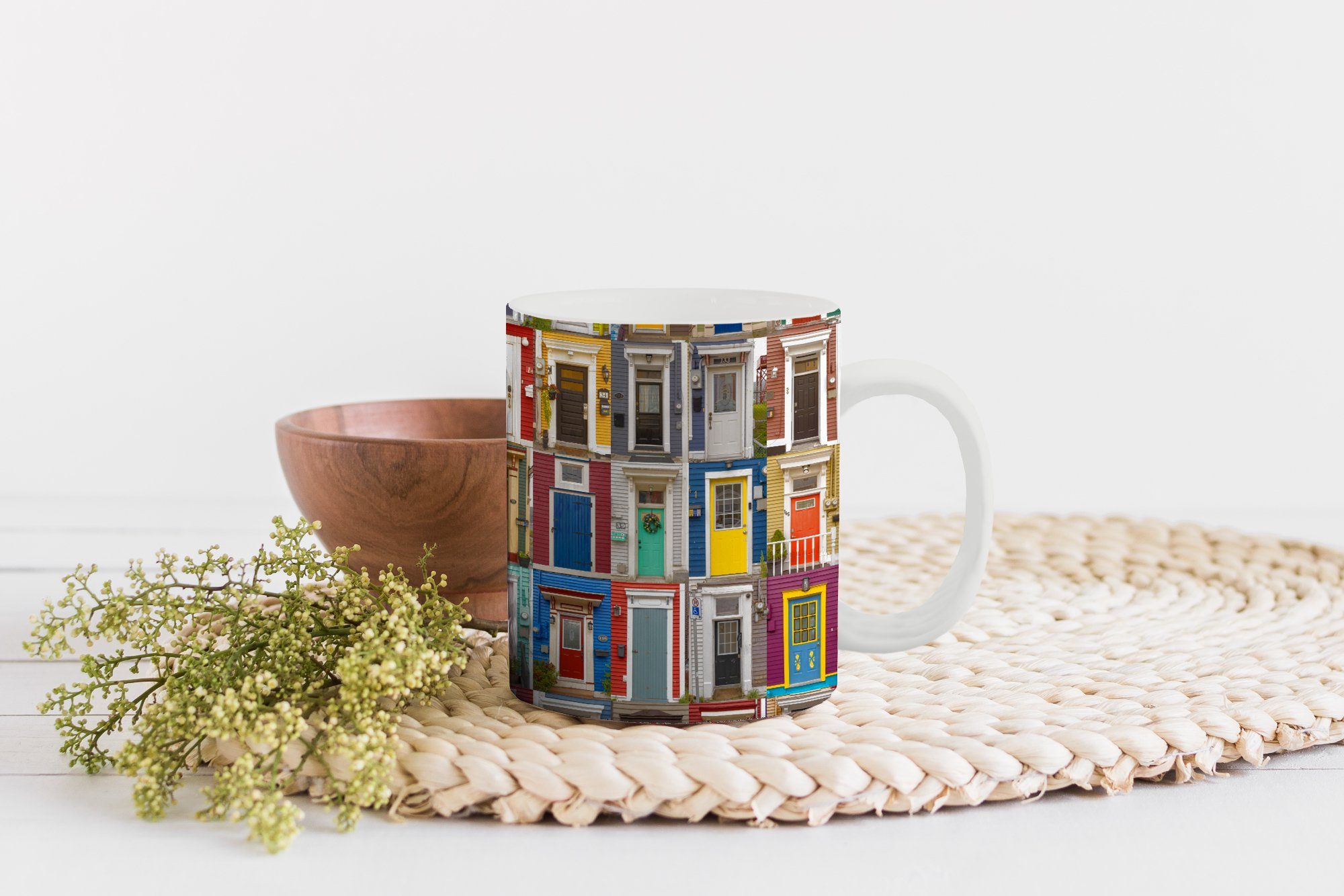 MuchoWow Bunt Keramik, Becher, Teetasse, Geschenk Collage - - Architektur, Tasse Teetasse, Kaffeetassen, - Türen