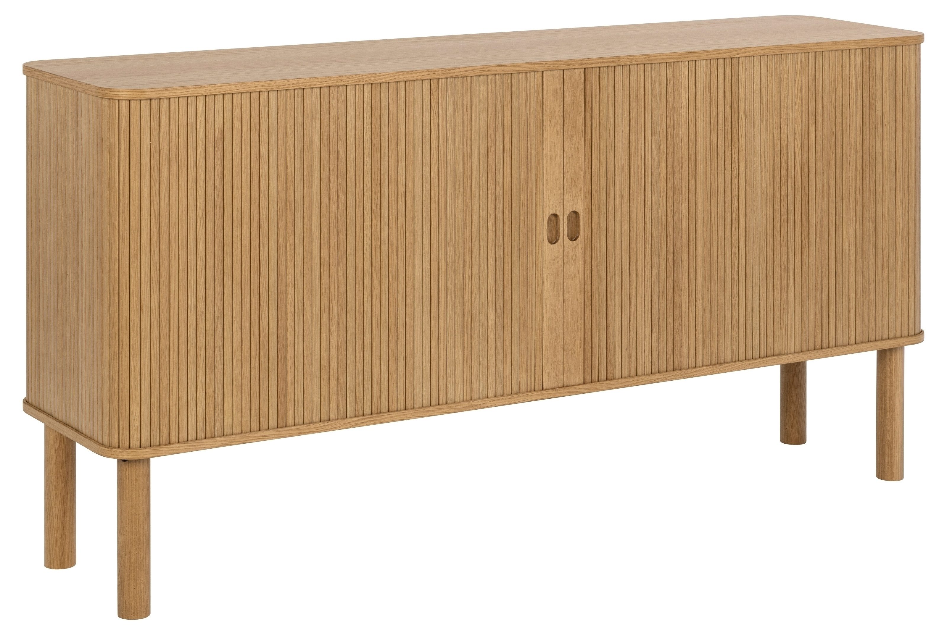 freiraum Anrichte Langley, mit Lamellenfront in Eiche furniert, MDF - 160x80x40cm (BxHxT)