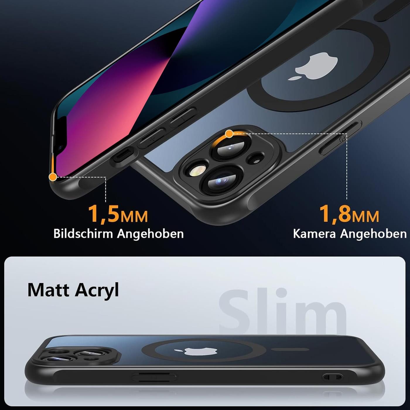 CoolGadget Handyhülle Magnet-Hülle für iPhone 13 Schutzhülle magnetisch 6,1 Zoll, Hülle Matt Stoßfest kompatibel mit Magsafe Zubehör Kameraschutz Case