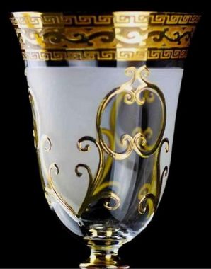 Casa Padrino Likörbecher Luxus Barock Likörglas 6er Set Weiß / Gold Ø 5,5 x H. 17 cm - Handgefertigte und handbemalte Likörgläser - Hotel & Restaurant Accessoires - Luxus Qualität