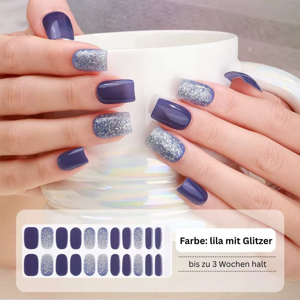 Rötting Design Kunstfingernägel zum Aufkleben 22 Stk Gel Nails Kunstnägel Nagelsticker Saloon-Qualität, Set 22-tlg., Gelnägel Set inkl. Manikürstäbchen & Nagelpfeile, Gel Nails zum Aufkleben - ohne UV - Nail Art - passgenau