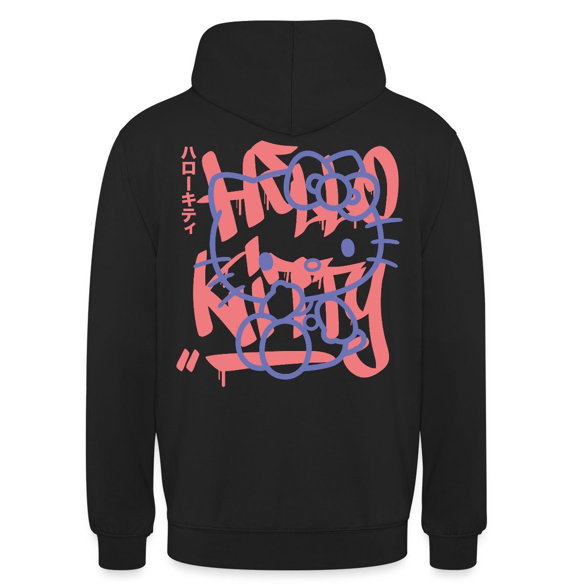 Hoodie Hello Kitty Mit Schriftzug Graffiti Stil Unisex Hoodie