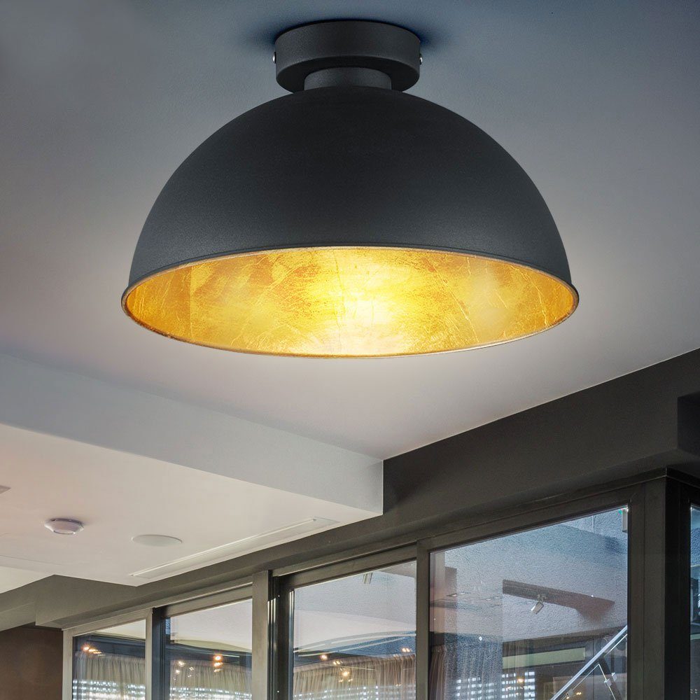 etc-shop LED-Hängeleuchte, Warmweiß, Deckenleuchte Industrie Stil Deckenlampe rund Wohnzimmerlampe