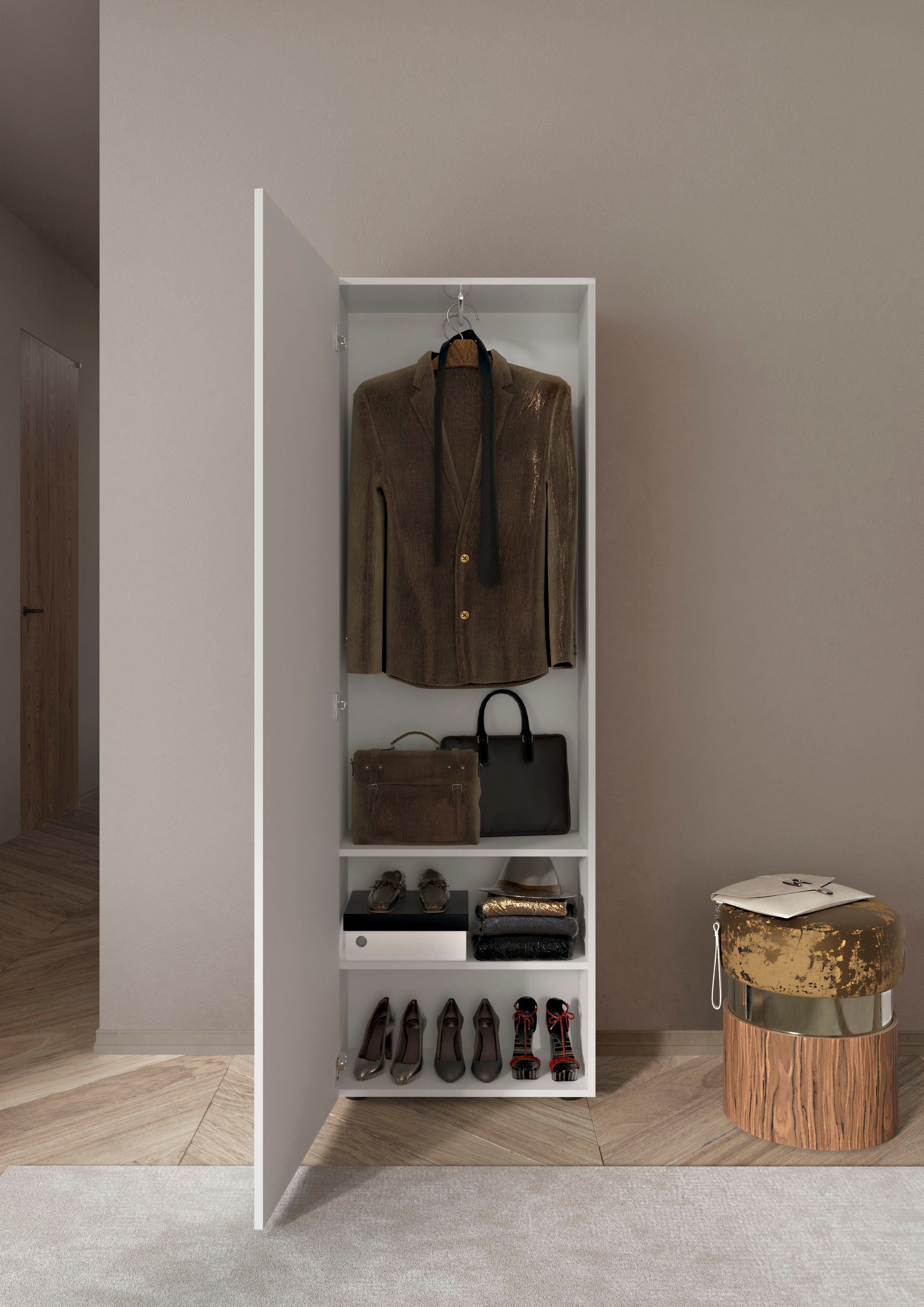 Home affaire Garderobenschrank Vittoria, Breite 60 cm, Höhe 186 cm Front mit Spiegel und Siebdruck – Bild 4 von 5