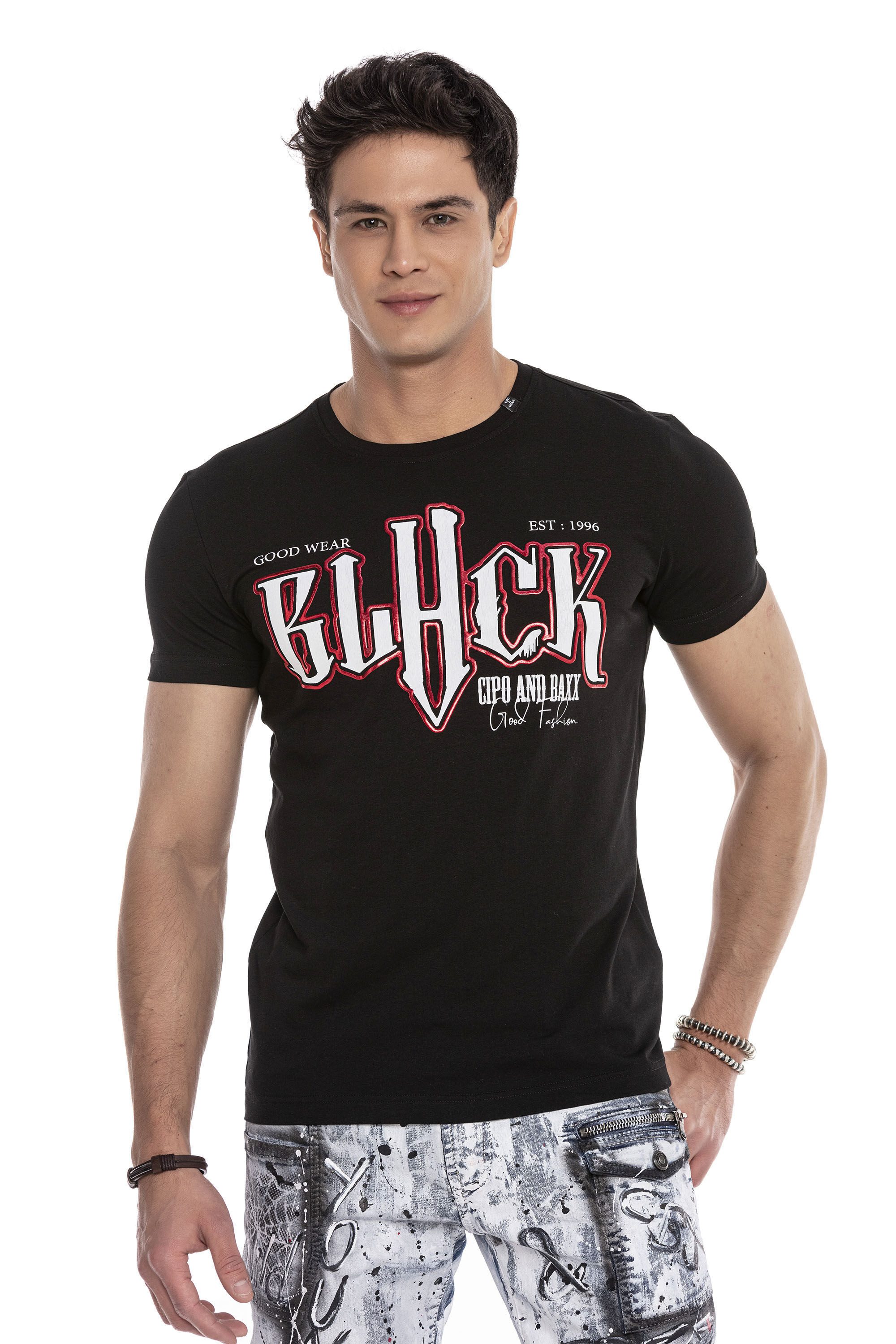 Cipo & Baxx T-Shirt T-Shirt mit großem Frontprint ein Highlight