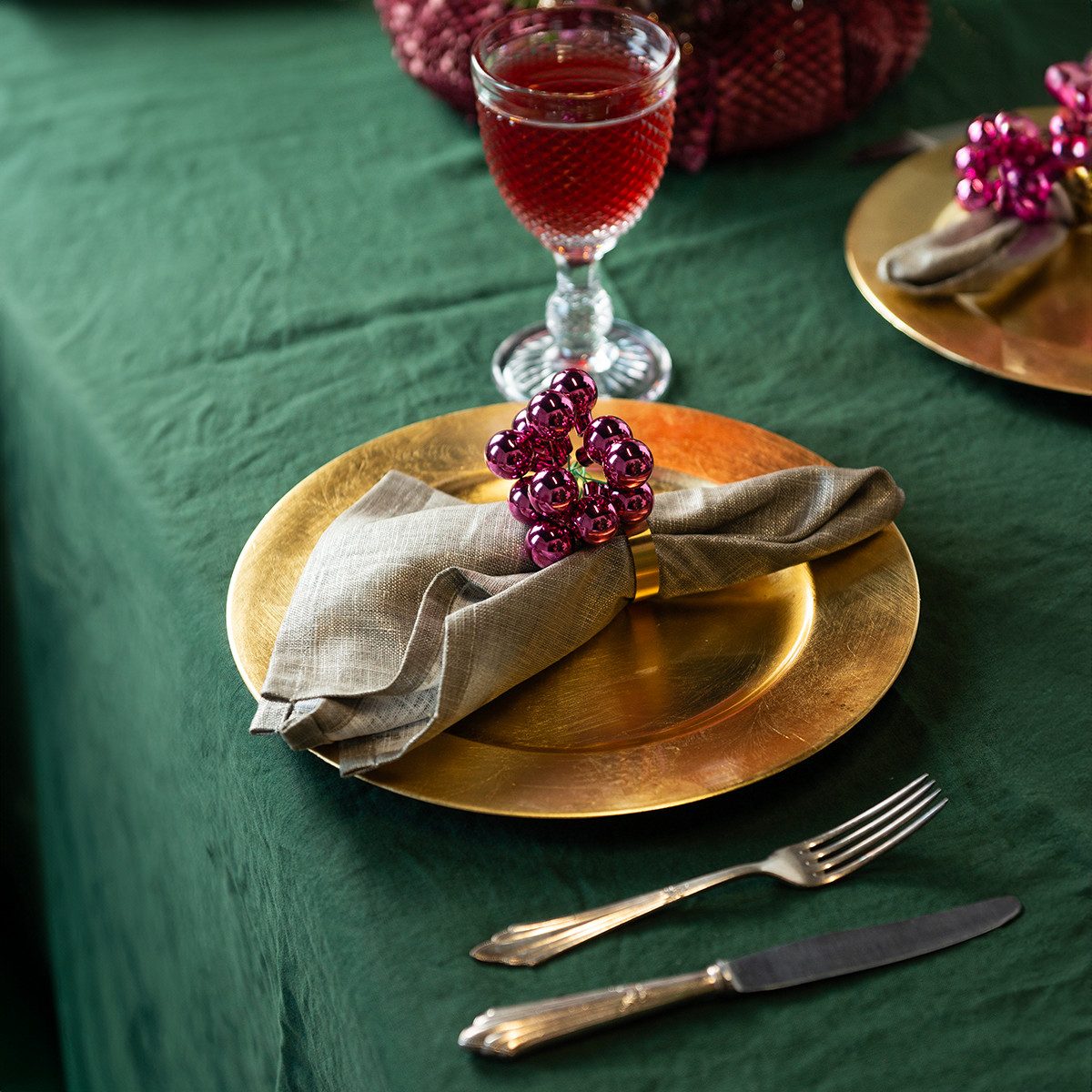 Viana Kunststoffteller Festlicher Dekoteller mit edlem Vintage-Look und Blattgold-Optik