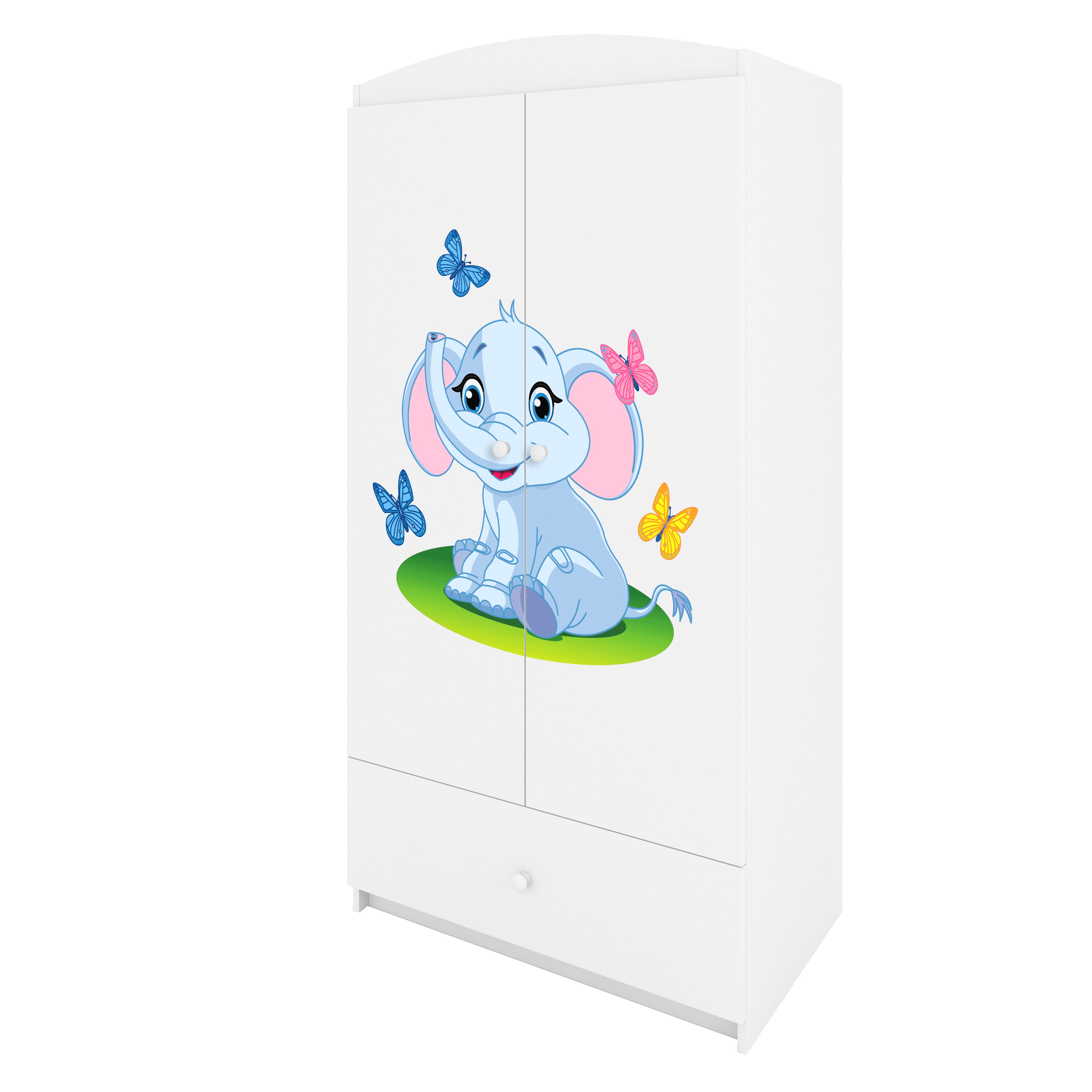 Raumhirsch Furniture Kinderkleiderschrank mit Tiermotiven - Kleiderschrank für Kinder (Kinderzimmerschrank für Jungen & Mädchen, Mit Ablagefächern & Kleiderstange) neutrale Motive, langlebig, verschiedene Farben & Designs