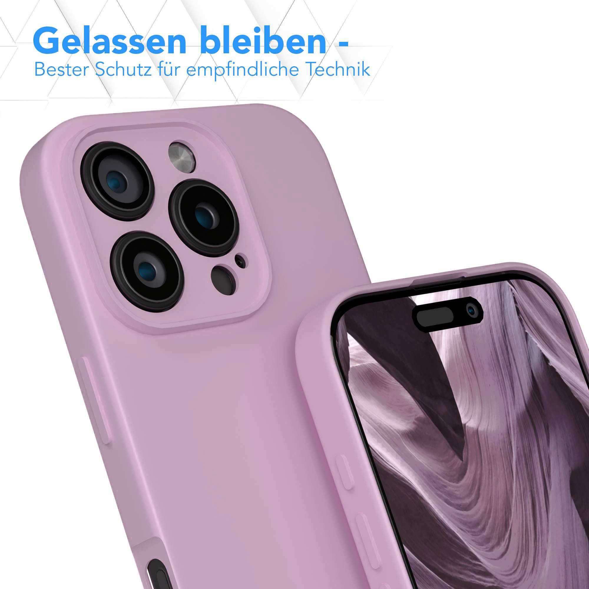 EAZY CASE Handyhülle für Apple iPhone 16 Pro Hülle Silikon 6,3 Zoll, Hülle mit Kameraschutz Handycase Soft Smart Slimcover Lila / Flieder – Bild 4 von 5