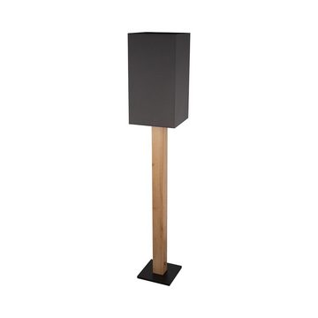 hofstein Stehlampe moderne Stehlampe aus Metall/Holz/Stoff in Schwarz/Natur/Anthrazit, ohne Leuchtmittel, Standlampe Stoffschirm, Fußschalter, 1xE27, ohne Leuchtmittel