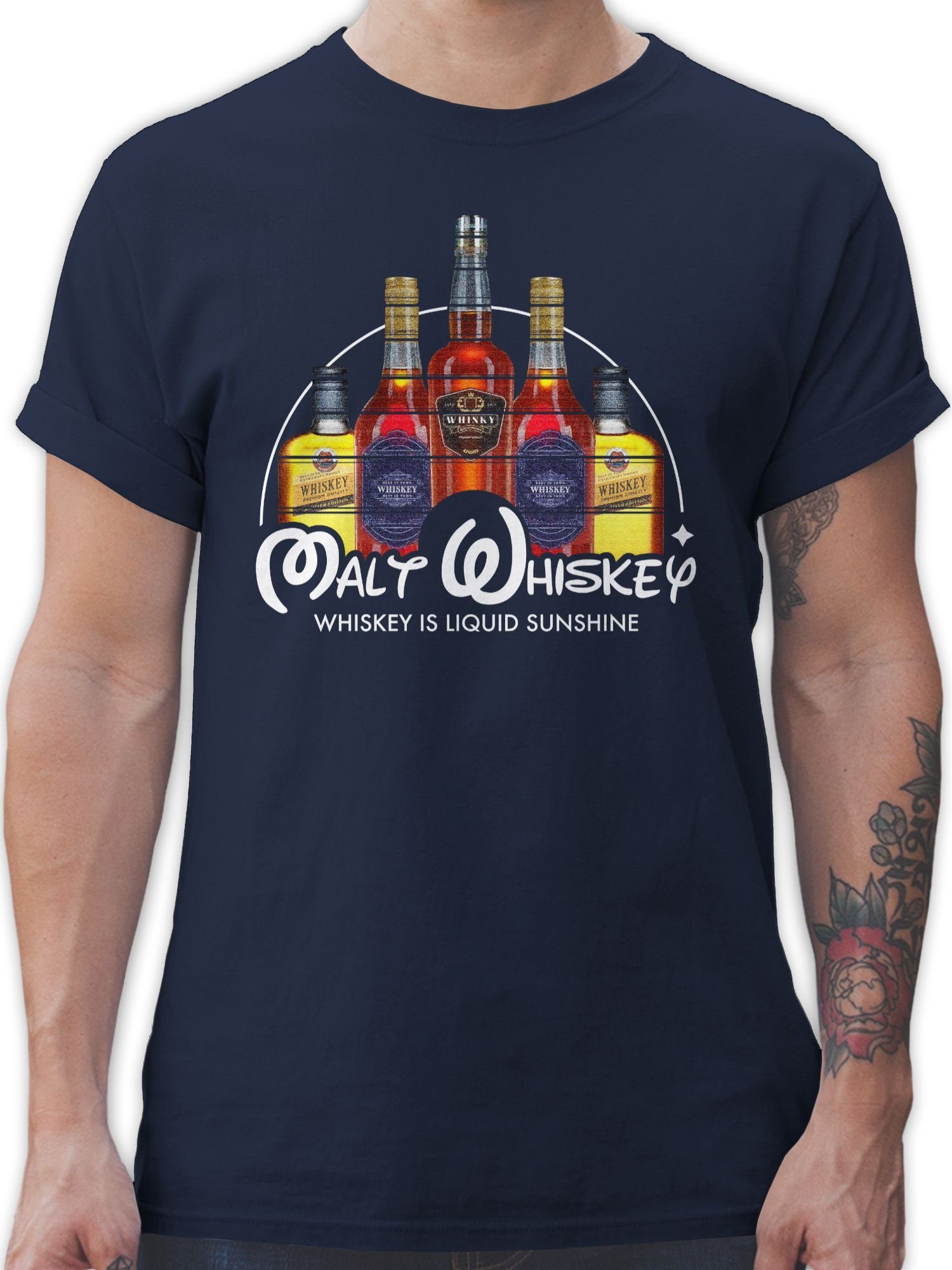 Shirtracer T-Shirt Malt Whiskey Party & Alkohol Herren 02 Navy Blau