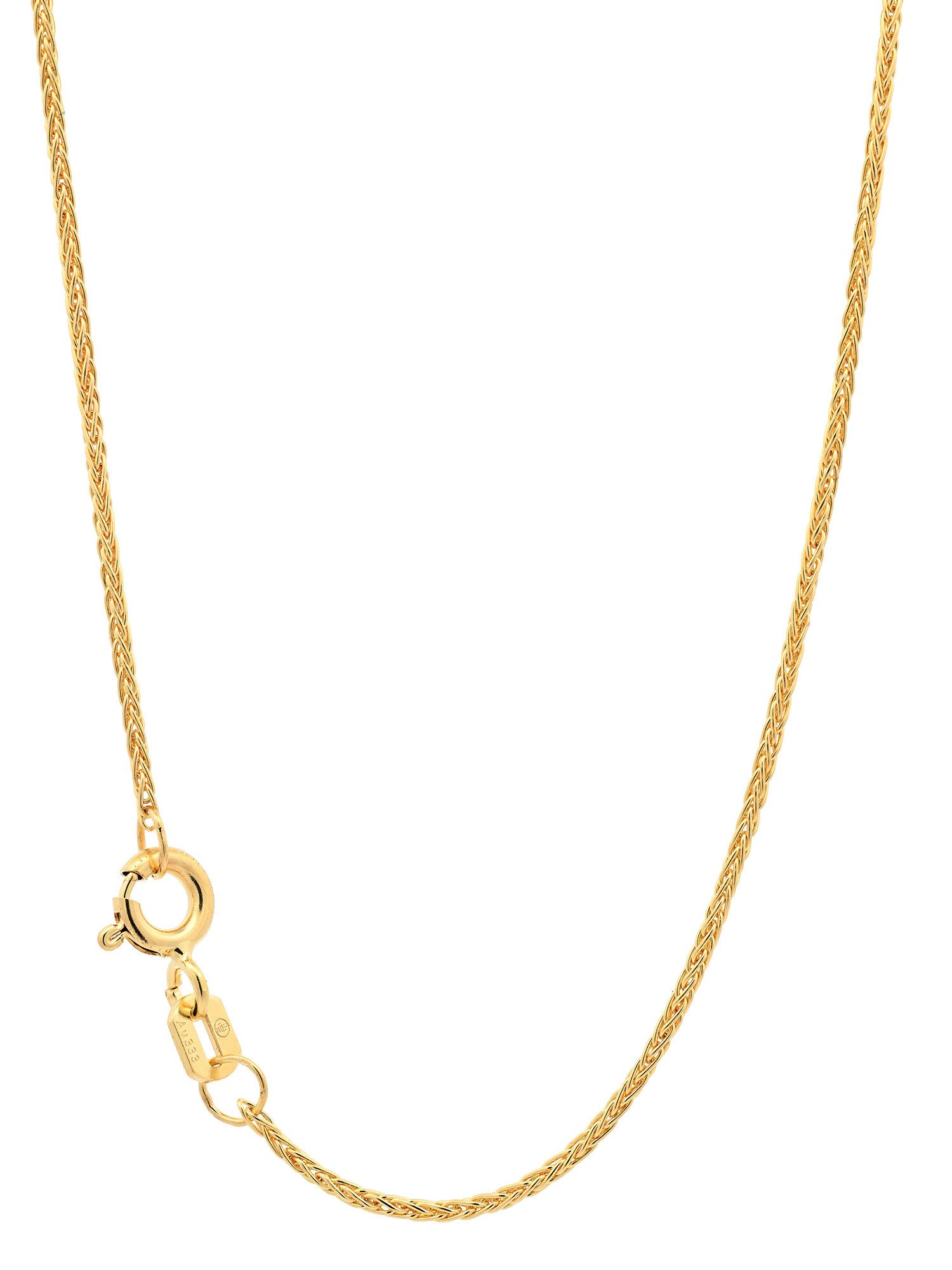 HOPLO Goldkette Goldkette Zopfkette Halskette Breite 1,1 mm 38 cm 333 - 8 Karat Gold