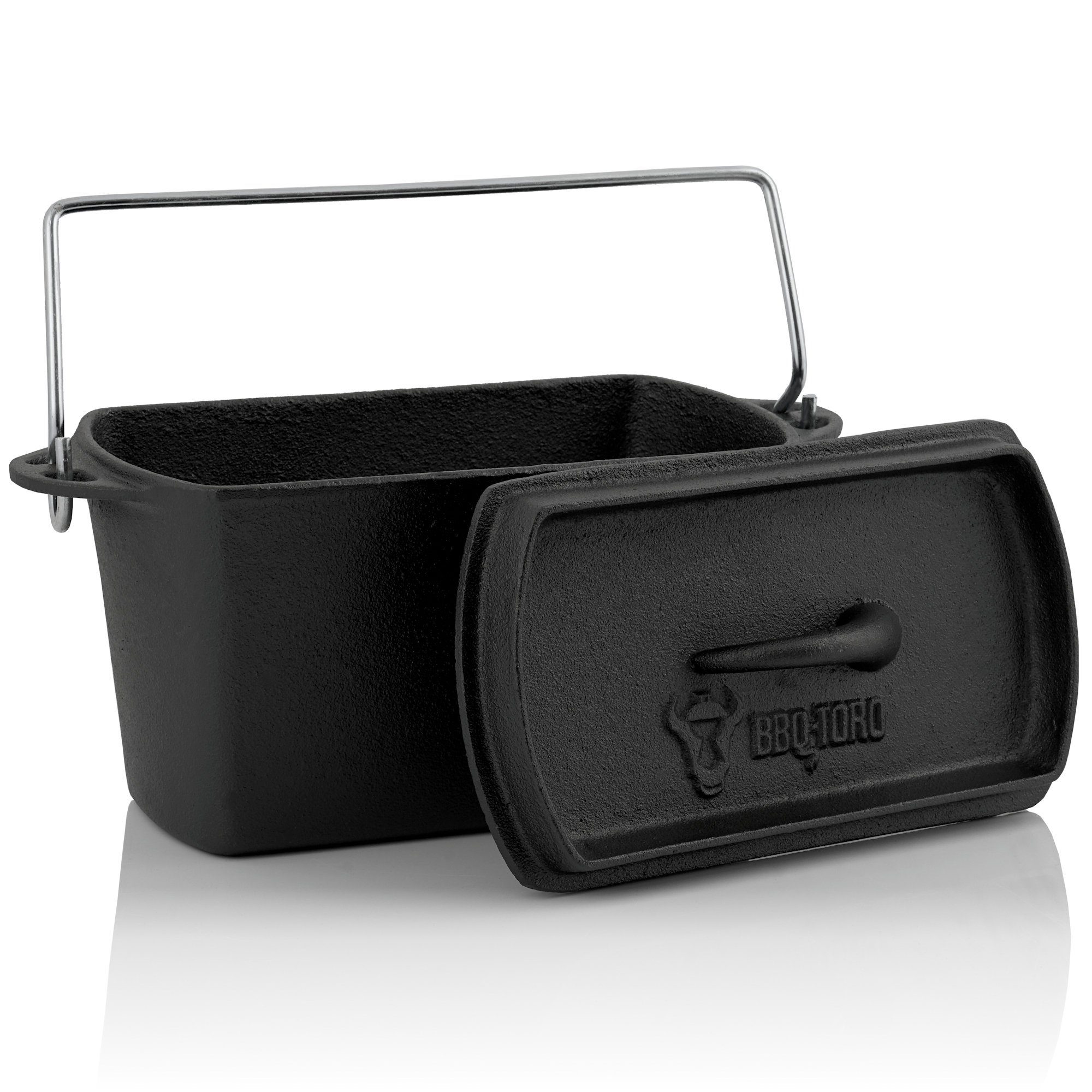 BBQ-Toro Bräter Gusseisen Backtopf, 2 Liter, BBQ Dutch Oven Topf, Bräter mit Deckel, Gusseisen (2-tlg)
