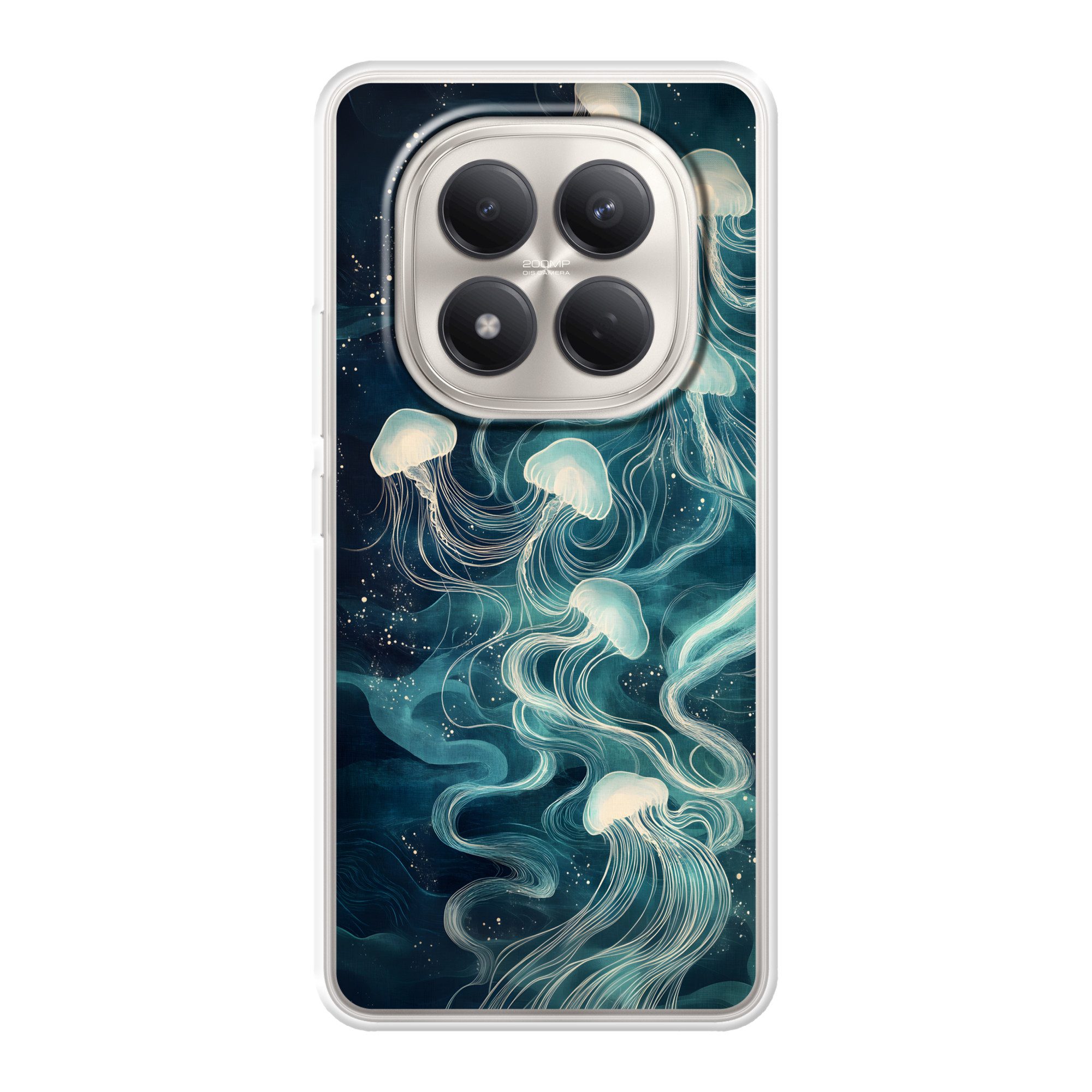 MuchoWow Handyhülle für Xiaomi Redmi Note 15 Pro 4G Qualle - Meer - Weiß - Wellen, Handy Case, Silikon, Bumper Case Dünn