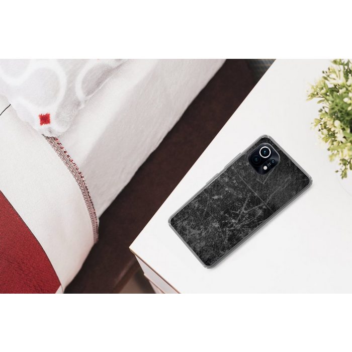 MuchoWow Handyhülle Leder - Lederoptik - Braun - Orange Phone Case Handyhülle Xiaomi Mi 11 Silikon Schutzhülle