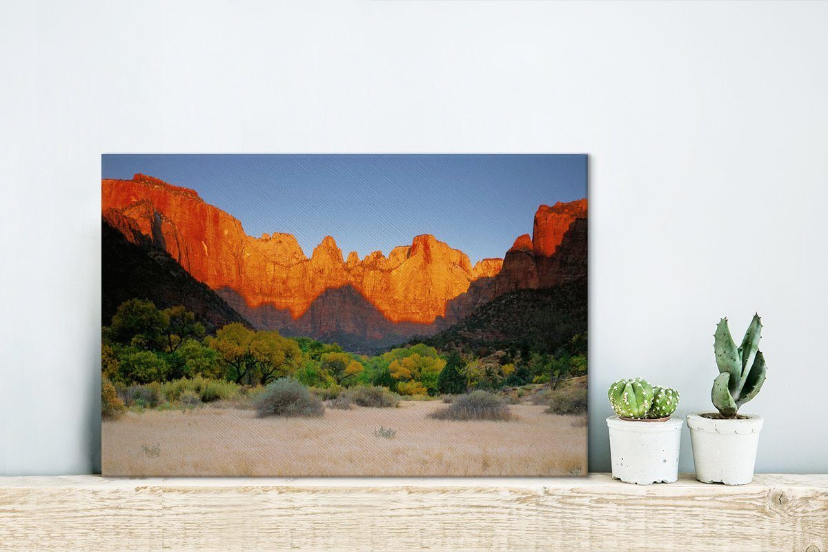 Ein cm Wandbild Park Lichtfall des einem Utah, großer in Aufhängefertig, (1 in St), Leinwandbild 30x20 Tal National Leinwandbilder, Zion OneMillionCanvasses® Wanddeko,