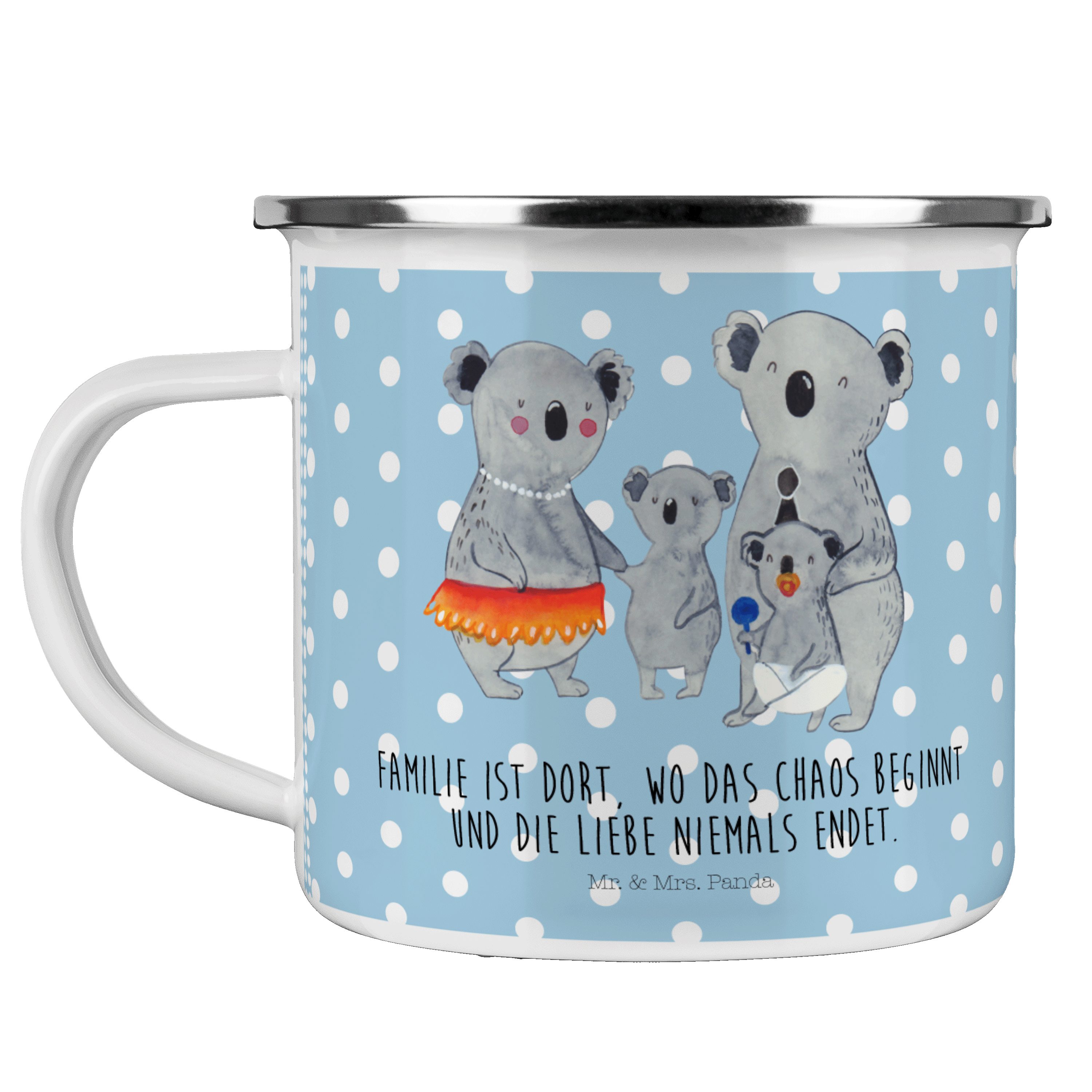 Mr. & Mrs. Panda Becher Koala Familie - Blau Pastell - Geschenk, Geschwister, Familienleben, Emaille