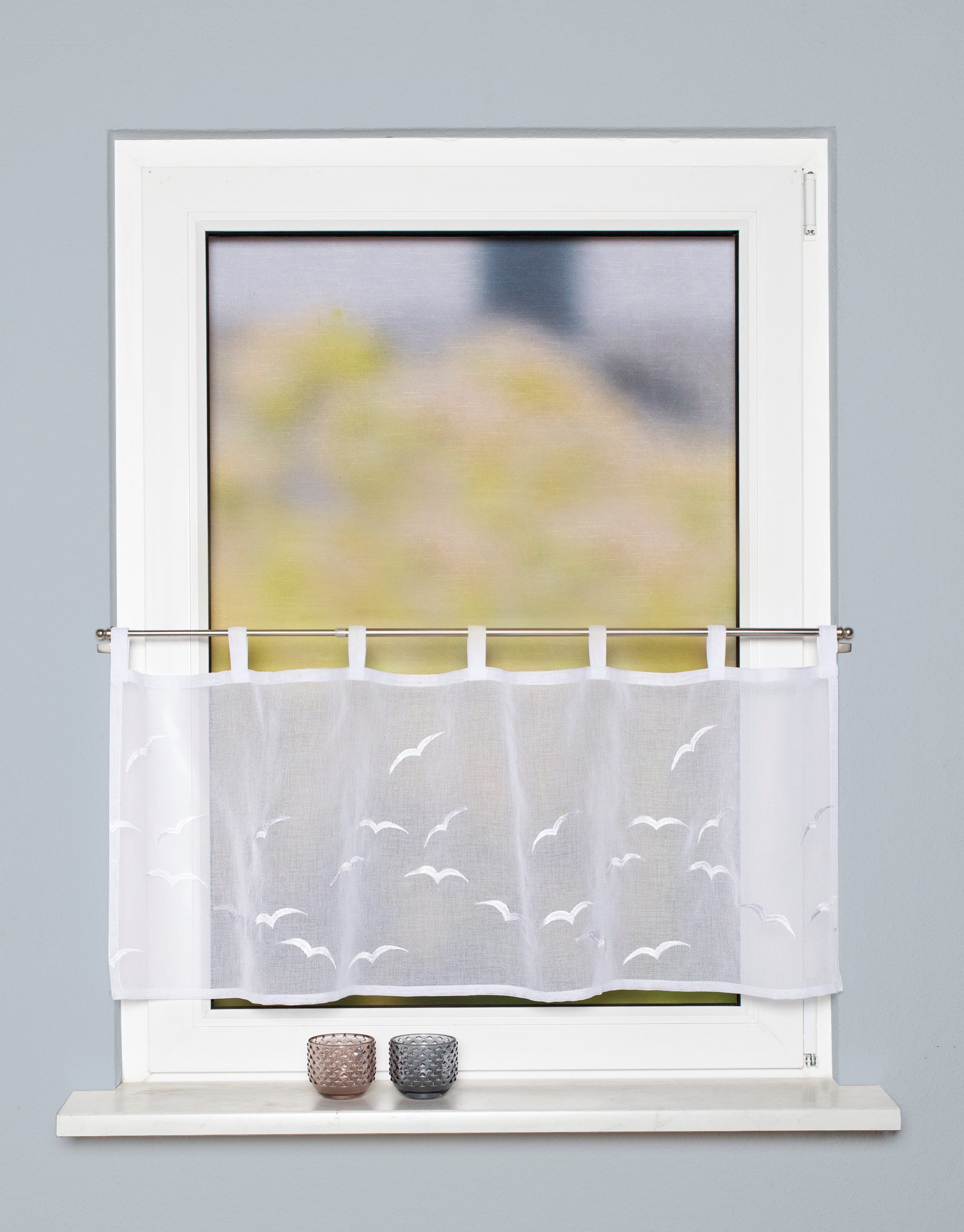 HOME WOHNIDEEN Scheibengardine THAYER (1 St), Schlaufen, halbtransparent, S günstig online kaufen