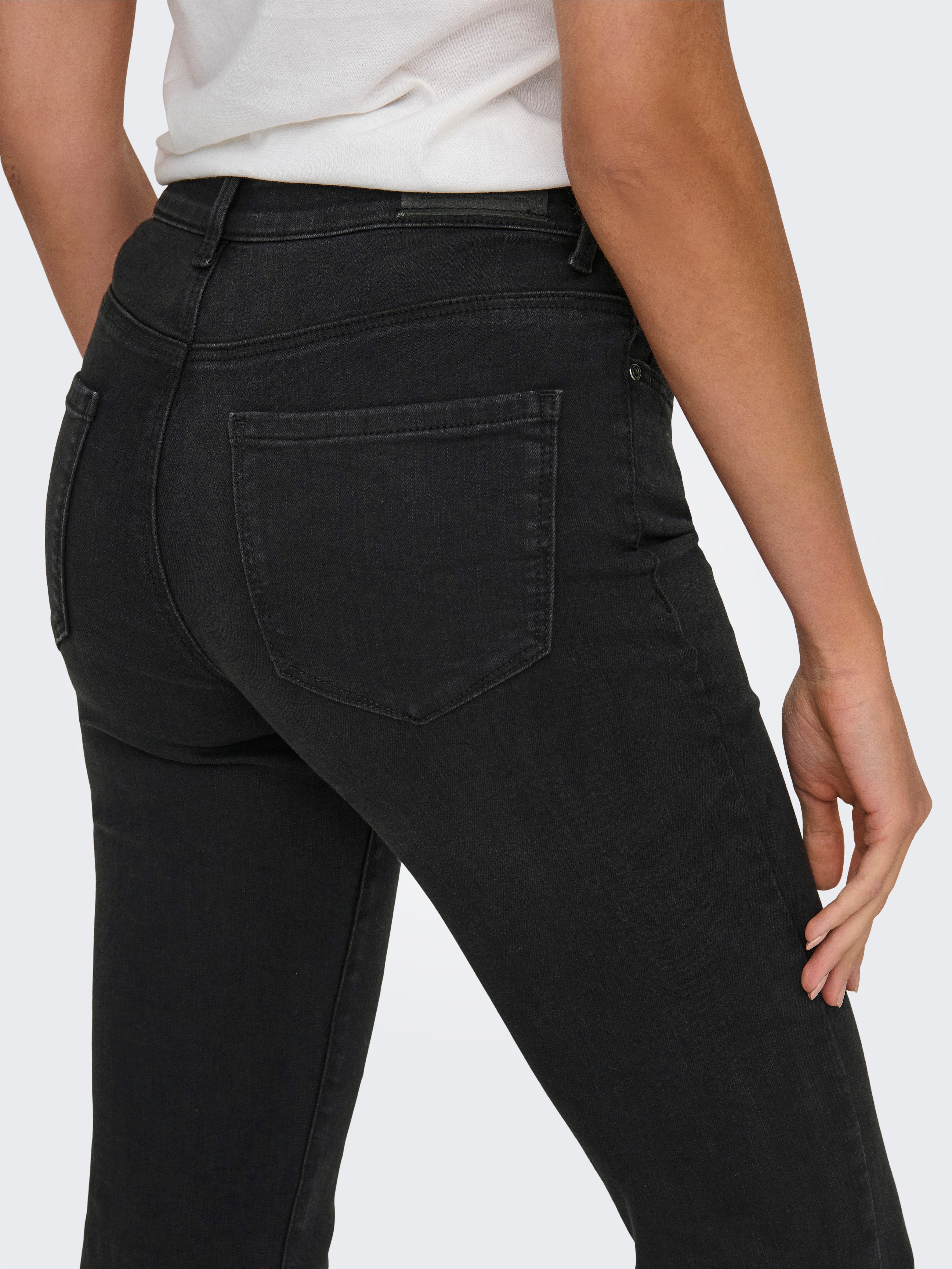 ONLY Bootcut-Jeans ONLLUSH MW RETRO FLARED DNM Materialmix, bootcut fit, Regular Waist,  Retro-Fit