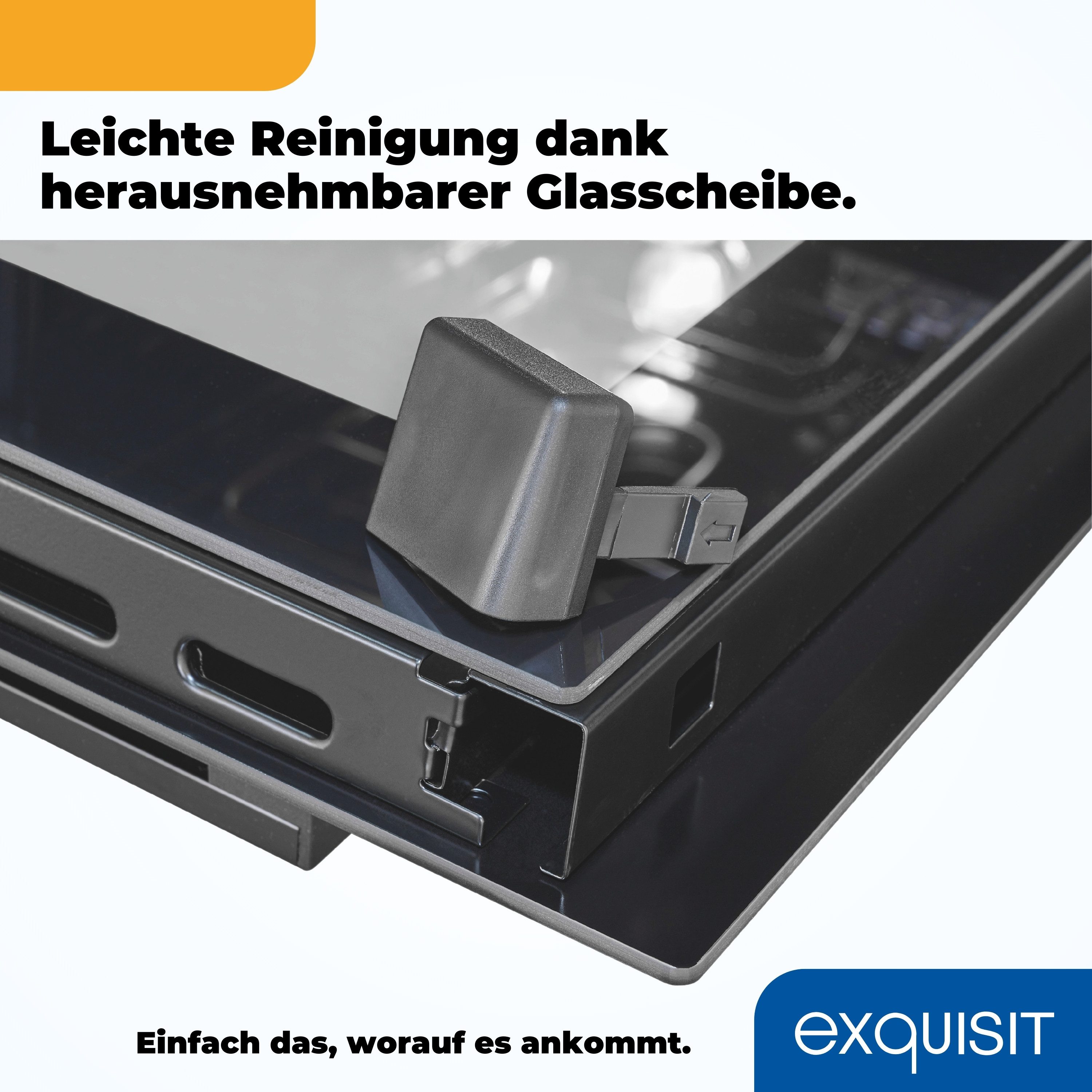exquisit Backofen-Set EHE258-UBZ-020-Set schwarz, Vielseitiger Grill und 4-Zonen-Glaskeramikkochfeld – einfach & sicher!