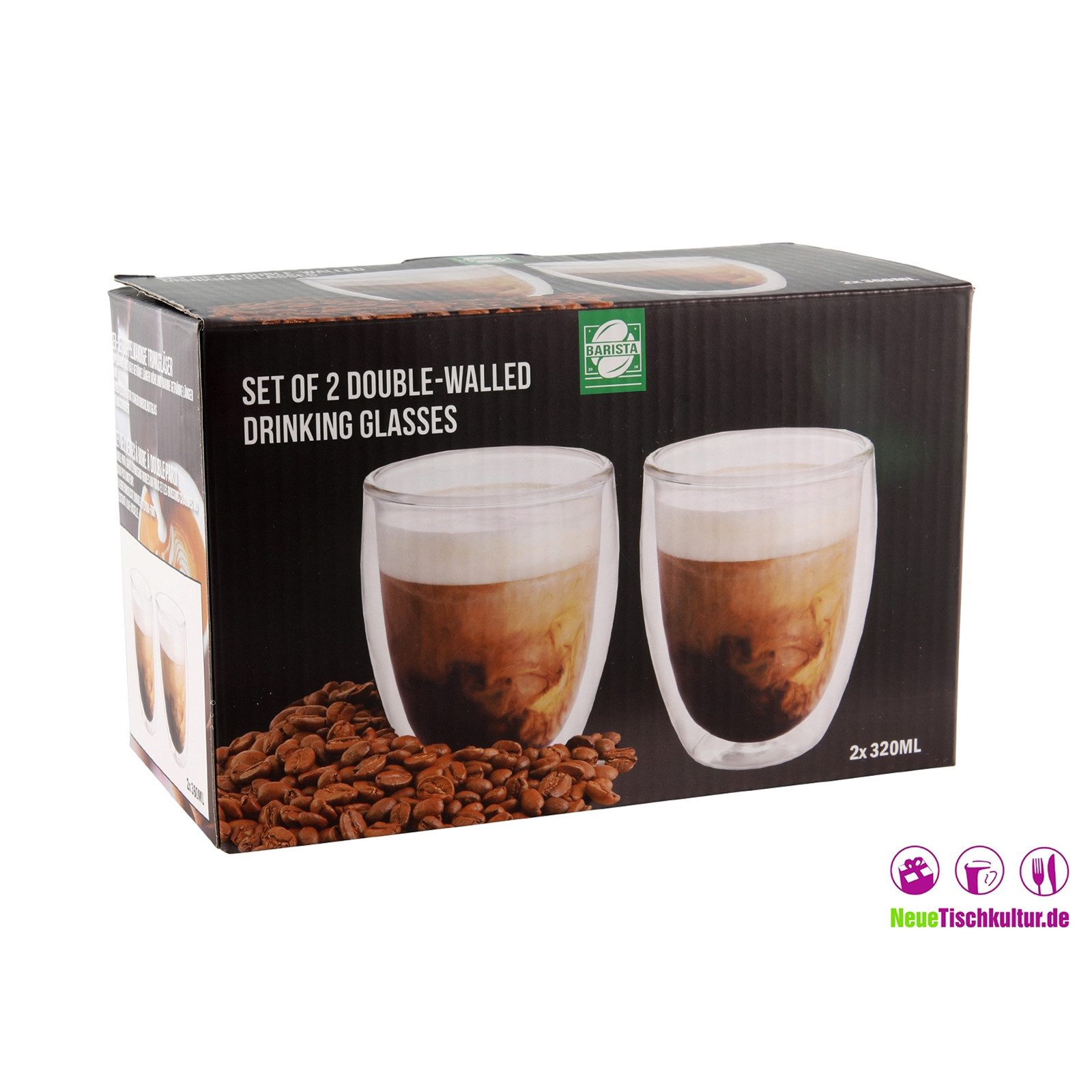 Neuetischkultur Thermoglas 2er Set doppelwandige Thermogläser ohne Henkel, 2-tlg., Glas, Teegläser