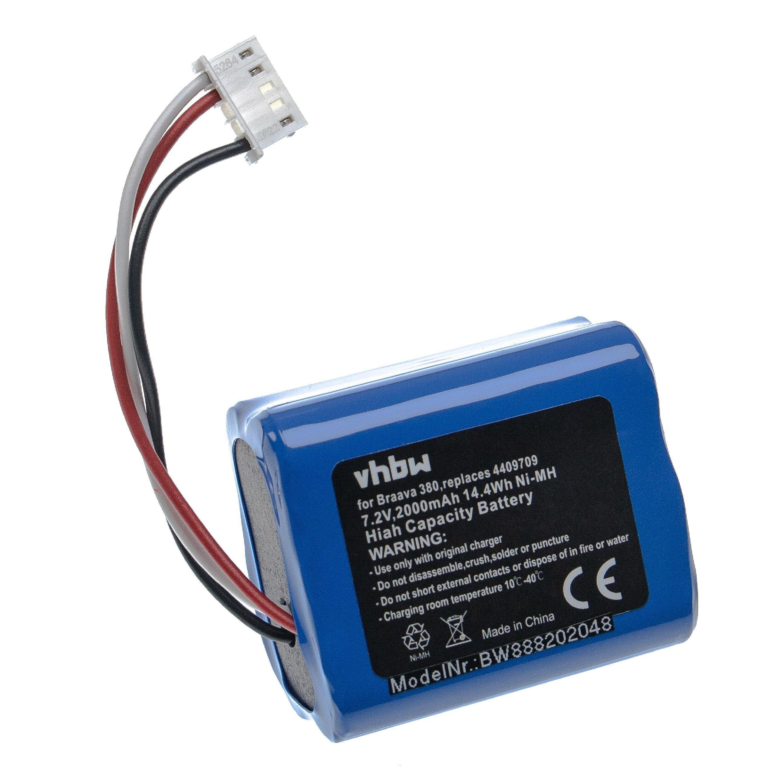 vhbw kompatibel mit iRobot Mint Plus 5200C, Plus 5200, 5200B Staubsauger-Akku NiMH 2000 mAh (7,2 V)