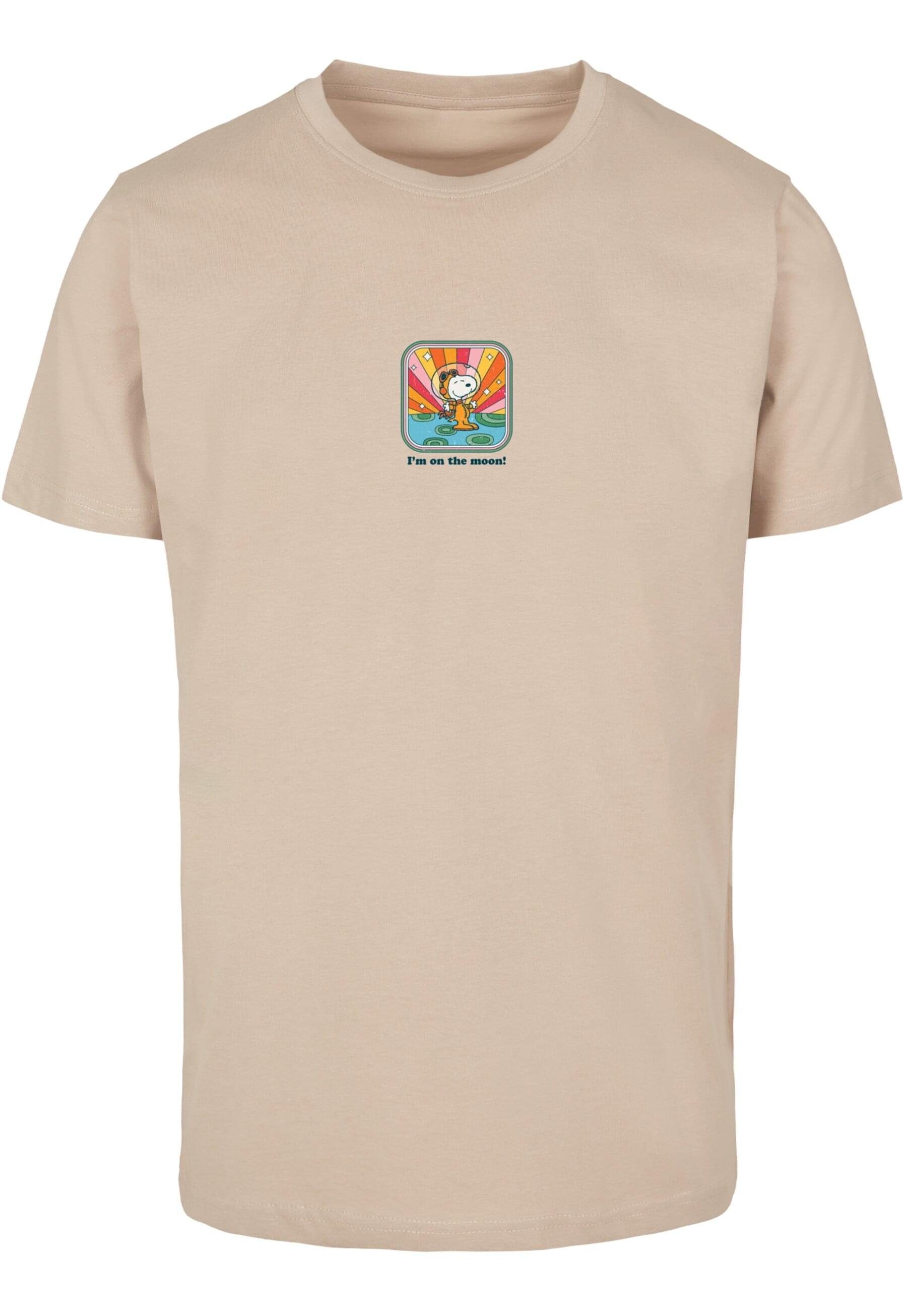 Neck the (1-tlg) - Merchcode Peanuts moon Herren sand T-Shirt I'm on Round T-Shirt
